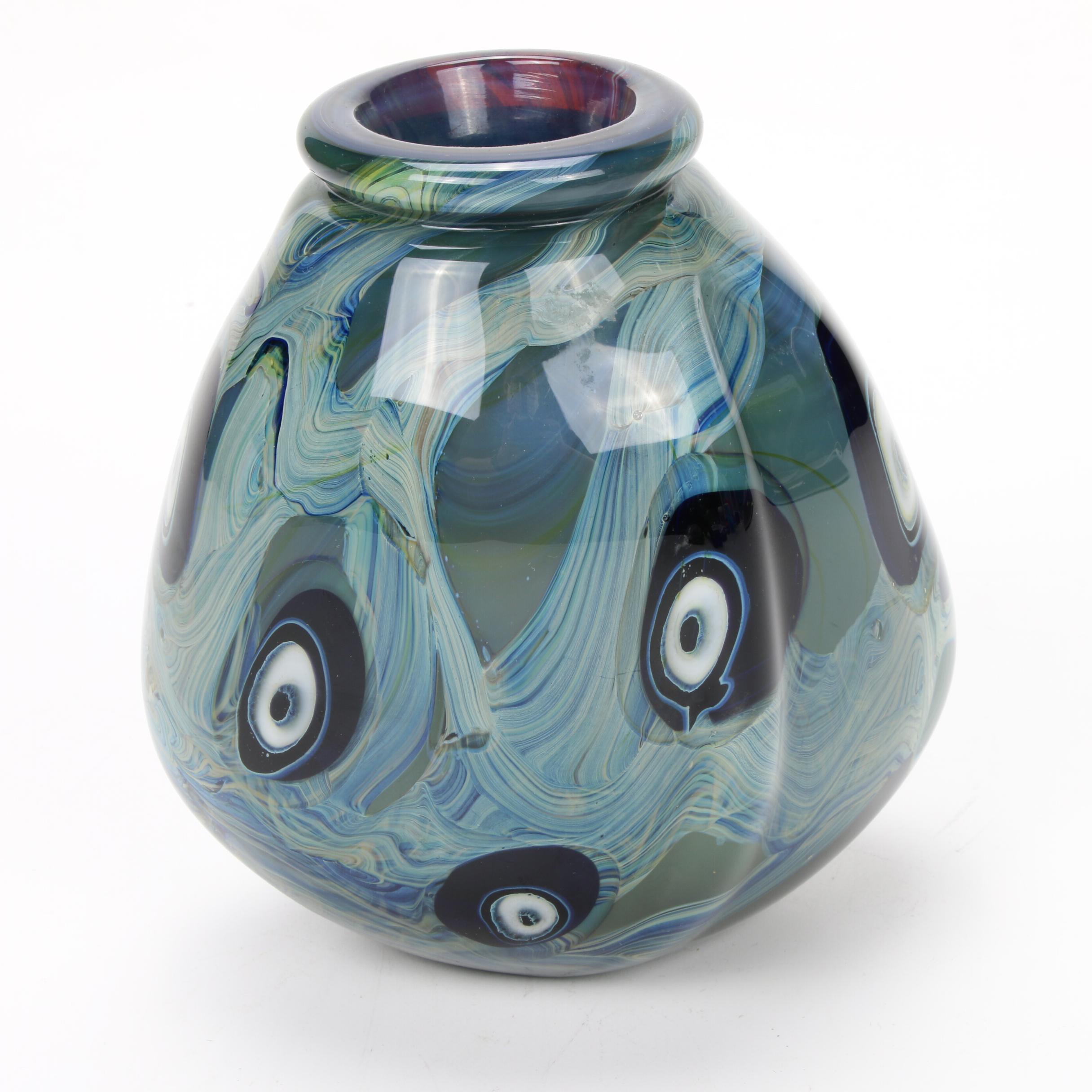 Robert Eickholt Handblown Art Glass Vase, 2005