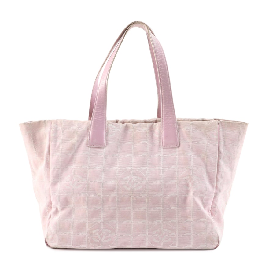 Chanel Pink Jacquard Travel Line Tote