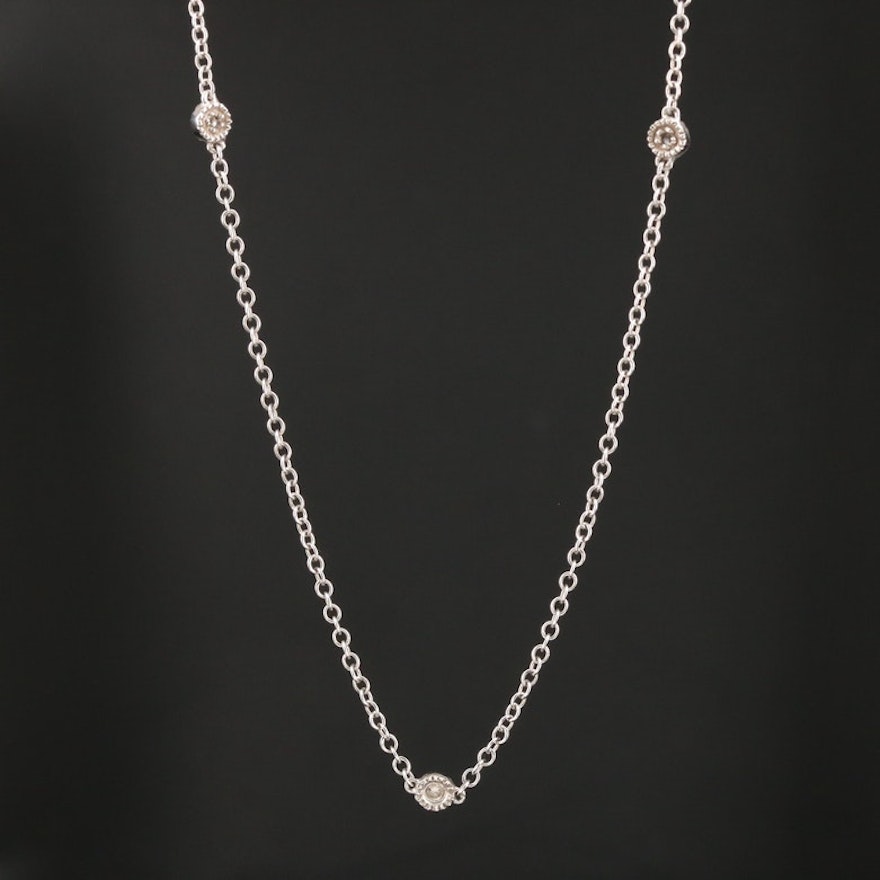 14K Diamond Station Necklace