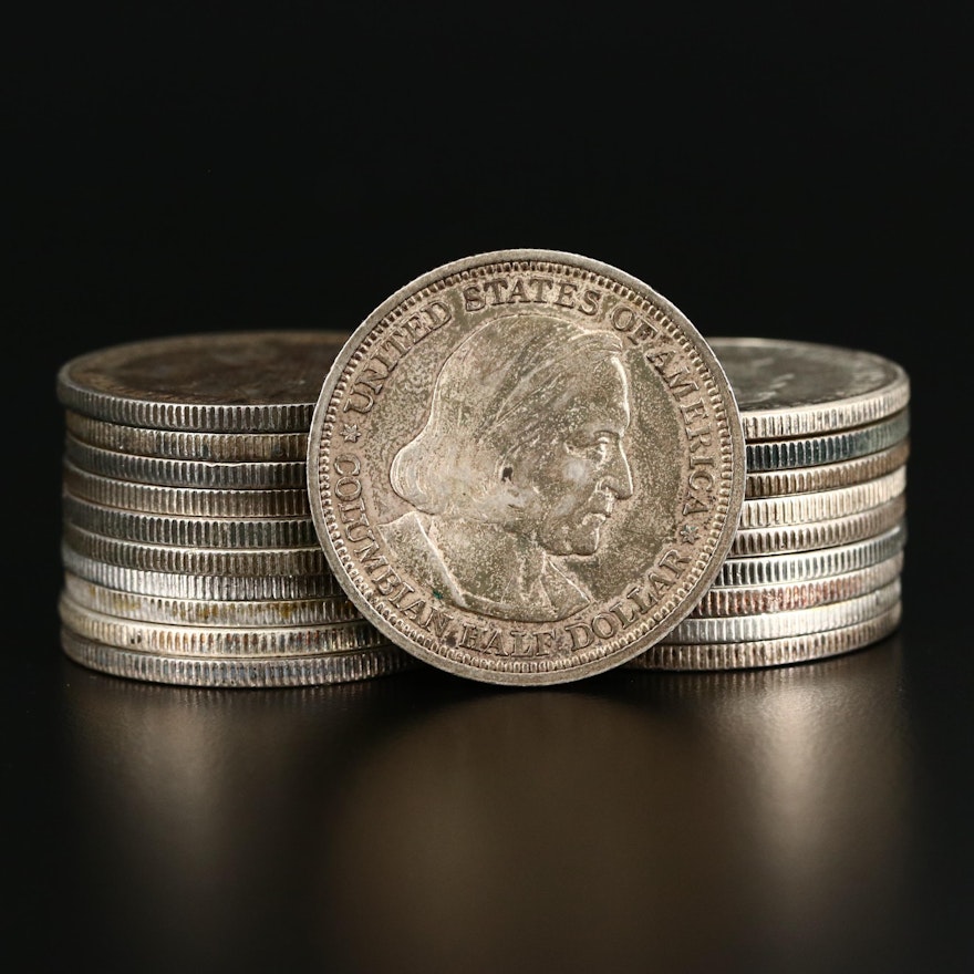 Twenty Circulated U.S. Commemorative Silver Half Dollars, 1892 to 1952