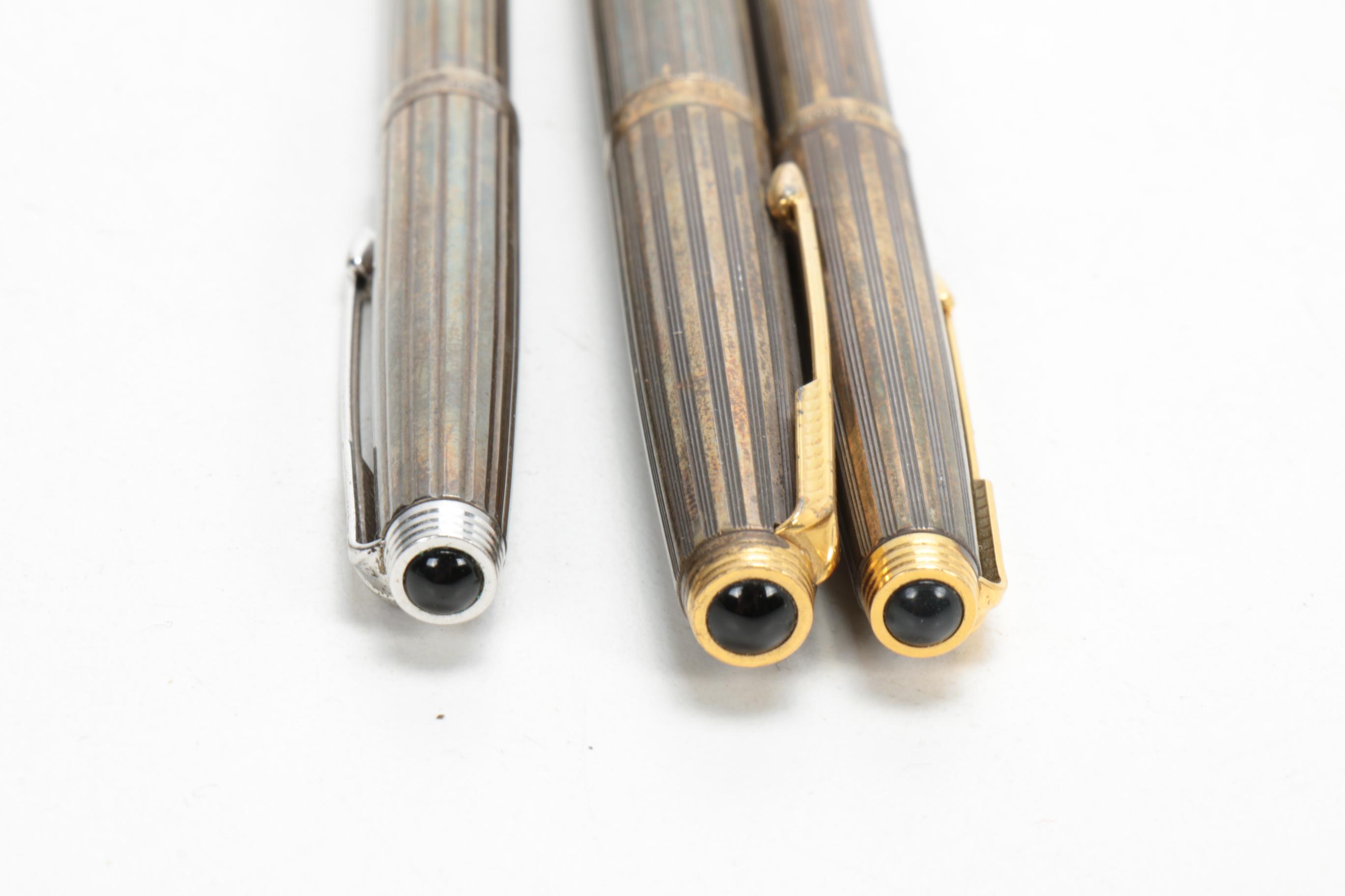 Parker Sterling Silver Fountain and Ballpoint Pens, Made in France, 20th C.