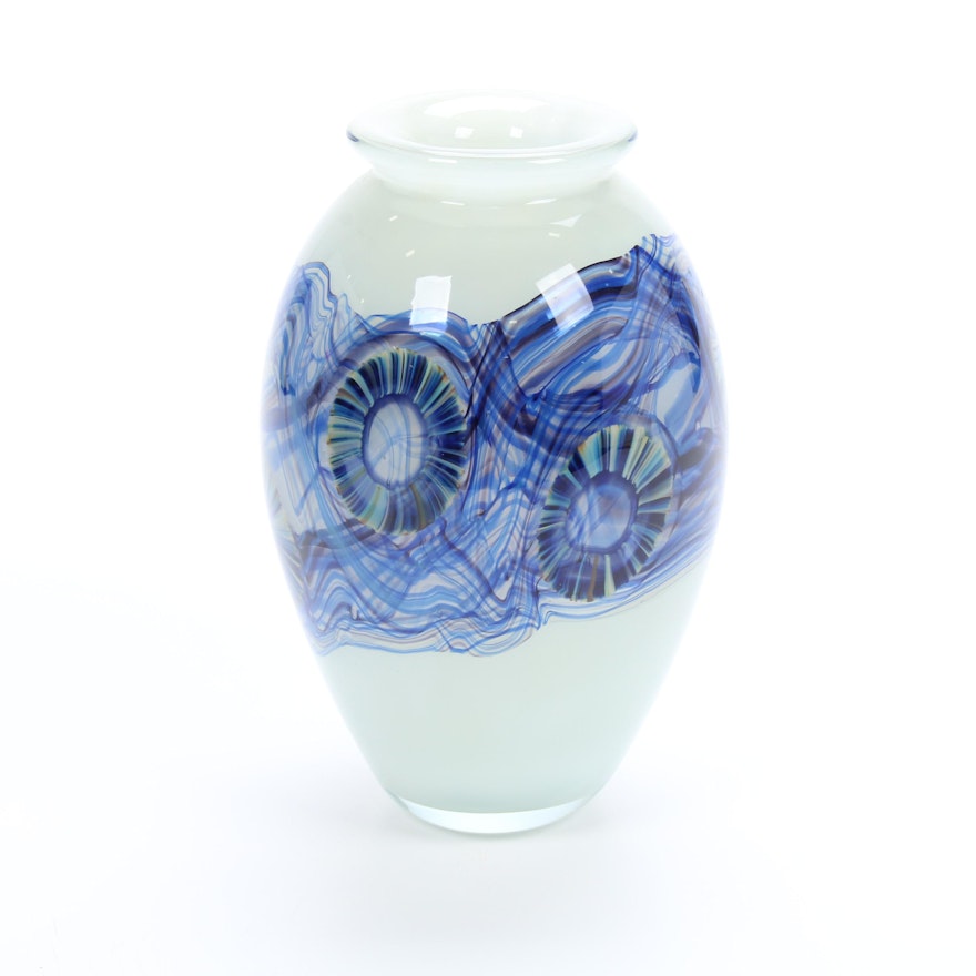 Robert Eickholt Handblown Art Glass Vase, 2010