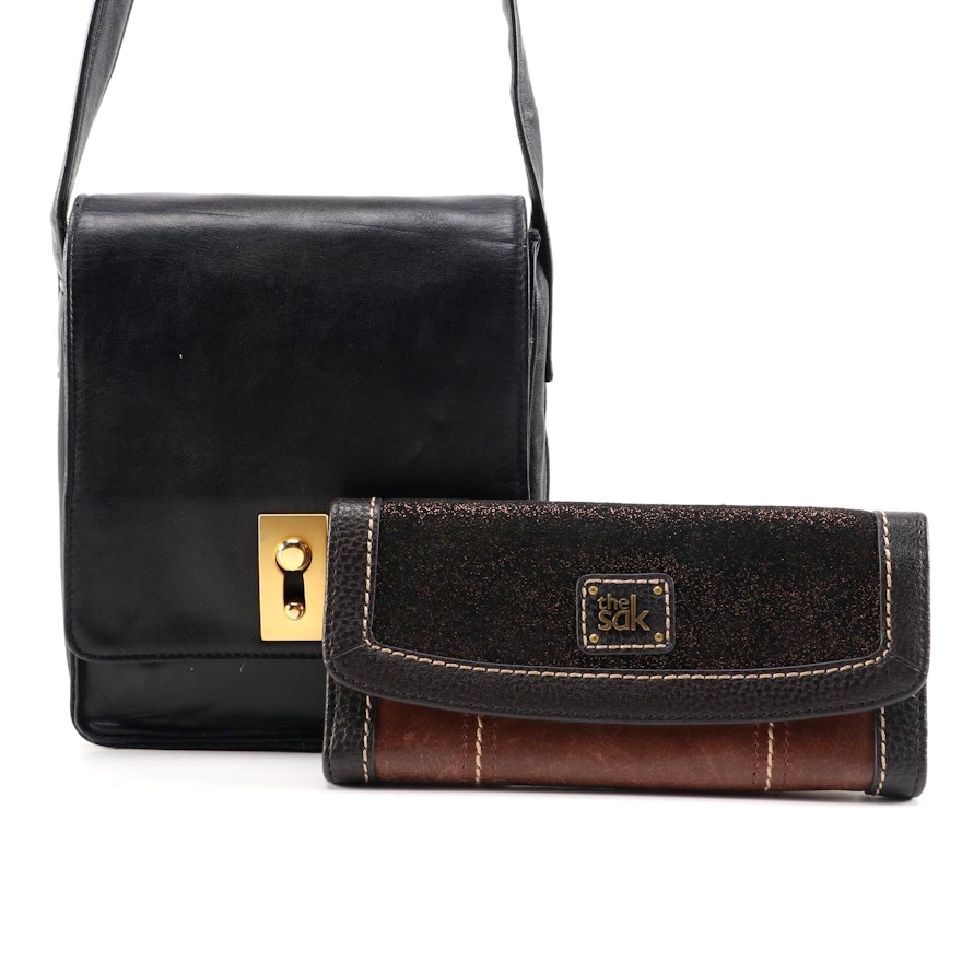 Perlina Black Leather Shoulder Bag and The Sak Iris Leather Wallet