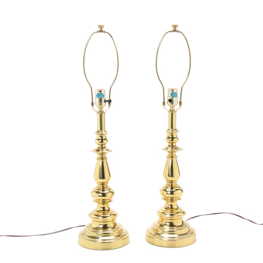 Pair of Brass Candlestick Lamps