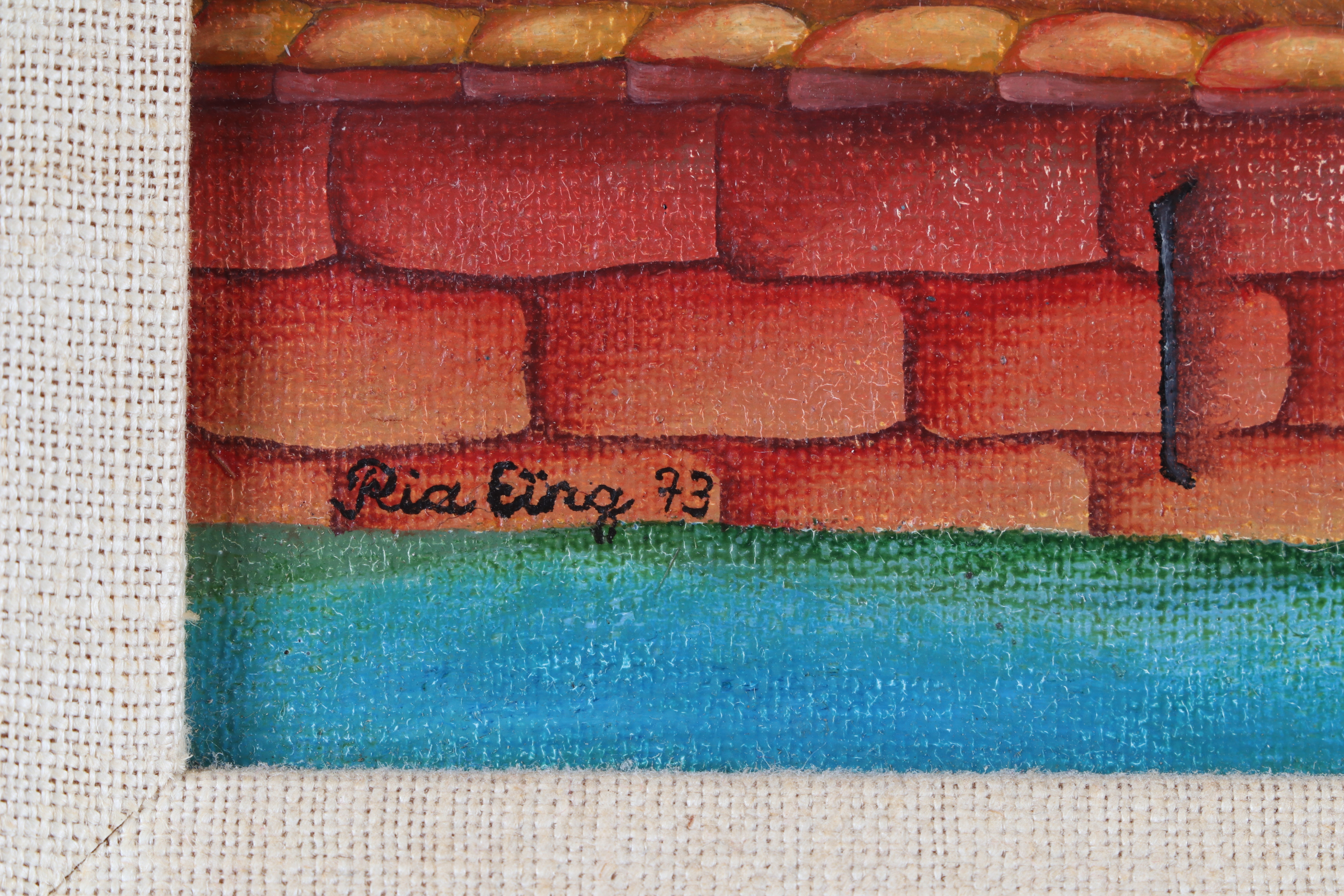 Ria Eing Folk Art Oil Painting "Der Hausfischer vom Fischerhaus"