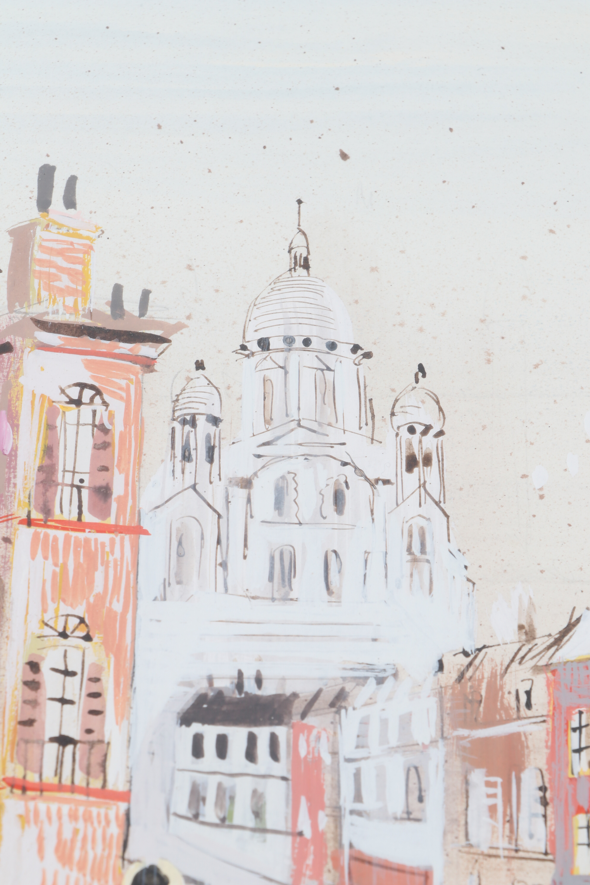 French Cabaret Street Scene Watercolor Painting