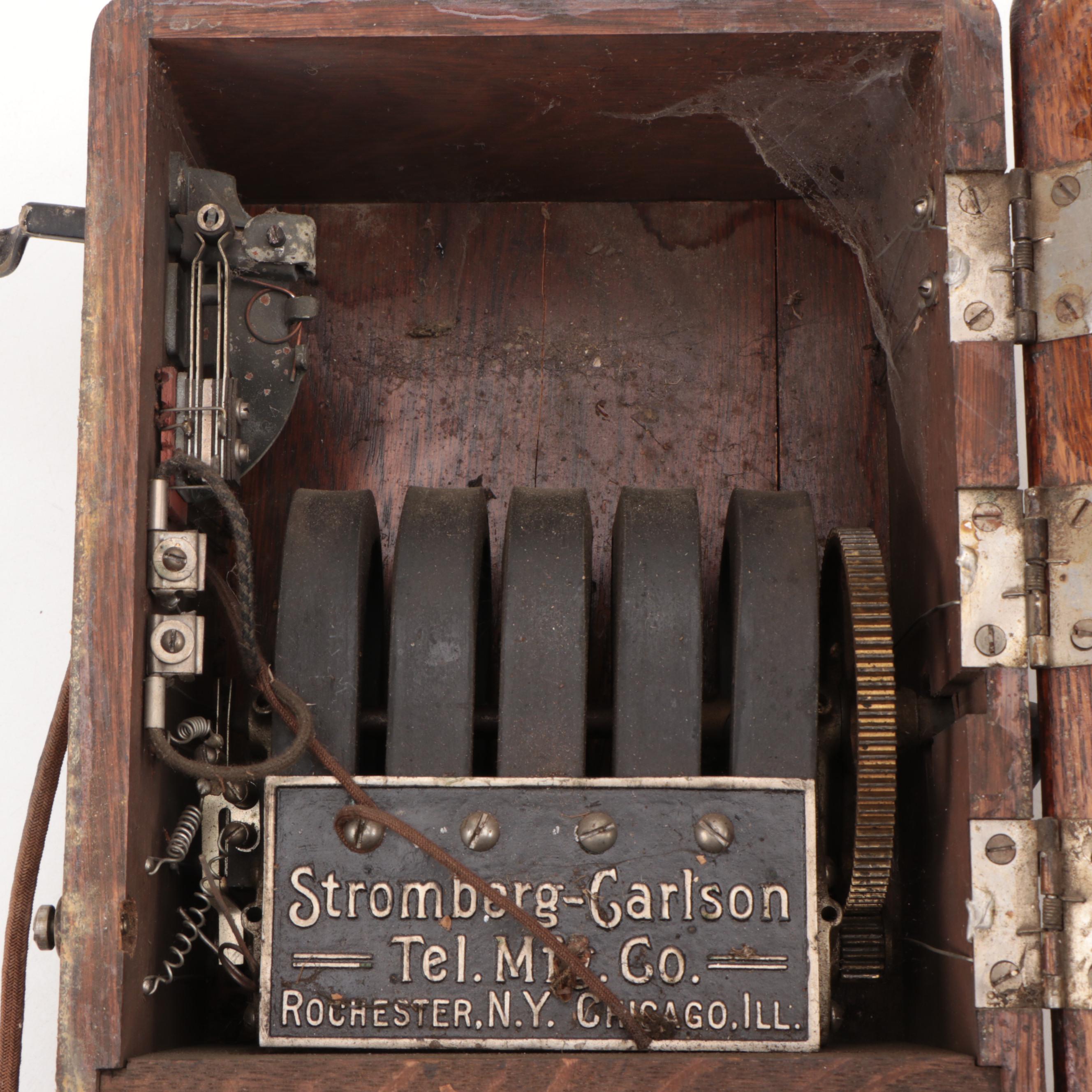 Stromberg-Carlson Oak Hand-Crank Wall Telephone, Late 19th- Early 20th Century