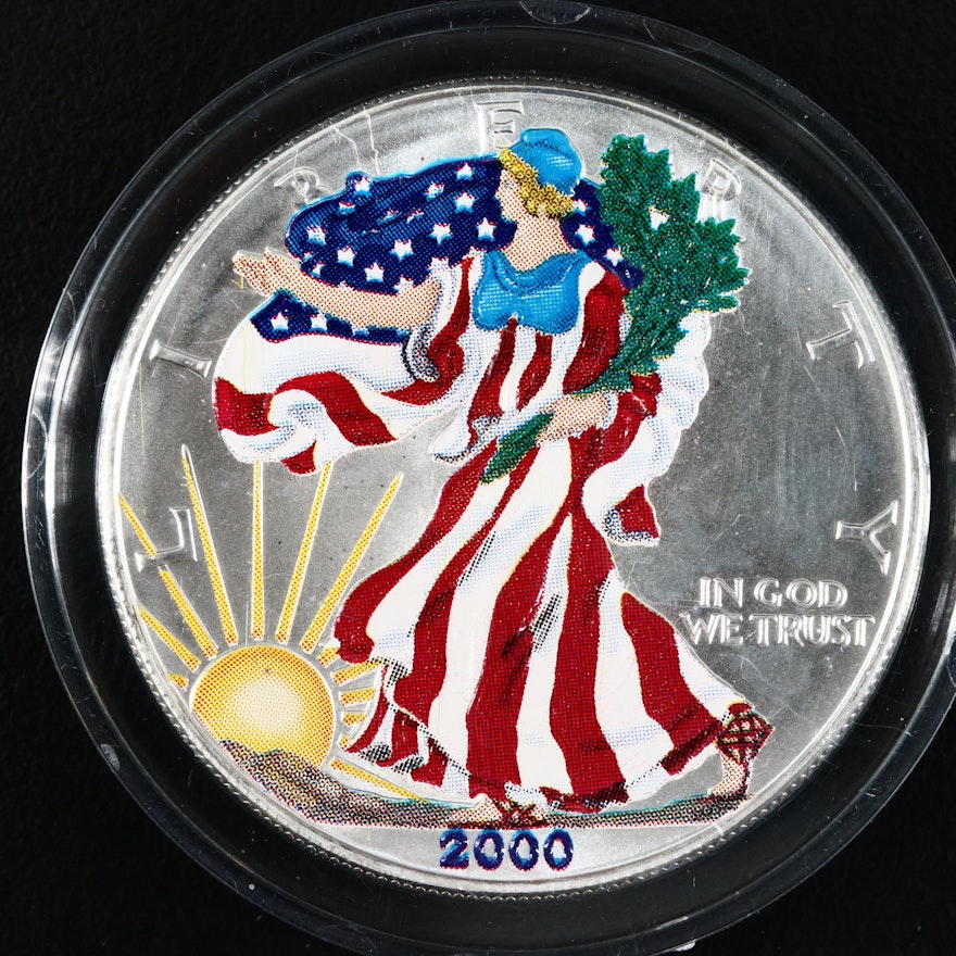 Colorized 2000 American Silver Eagle One Dollar Bullion Coin