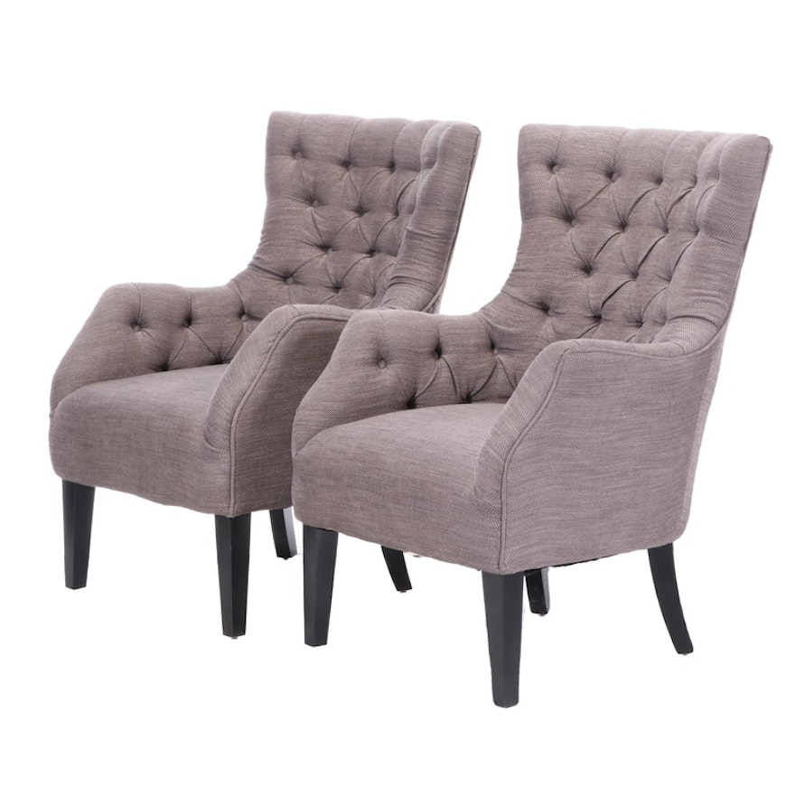 Contemporary Button-Tufted Upholstered Armchairs