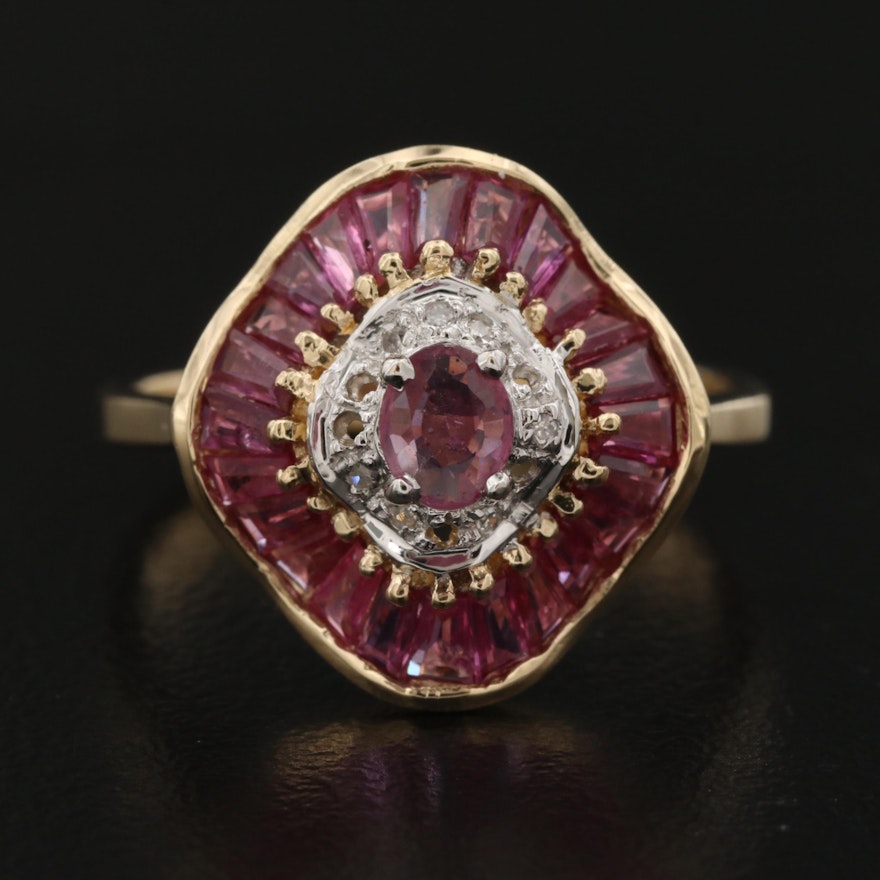 14K Ruby and Diamond Ballerina Ring