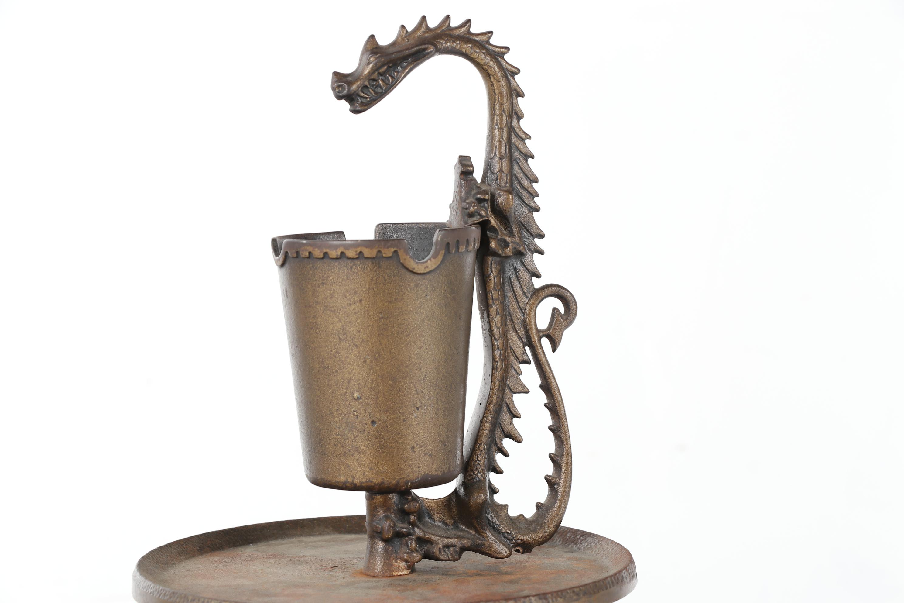 Scroll Art Mfg. Co. Cast Iron Dragon Smoking Stand, circa 1920