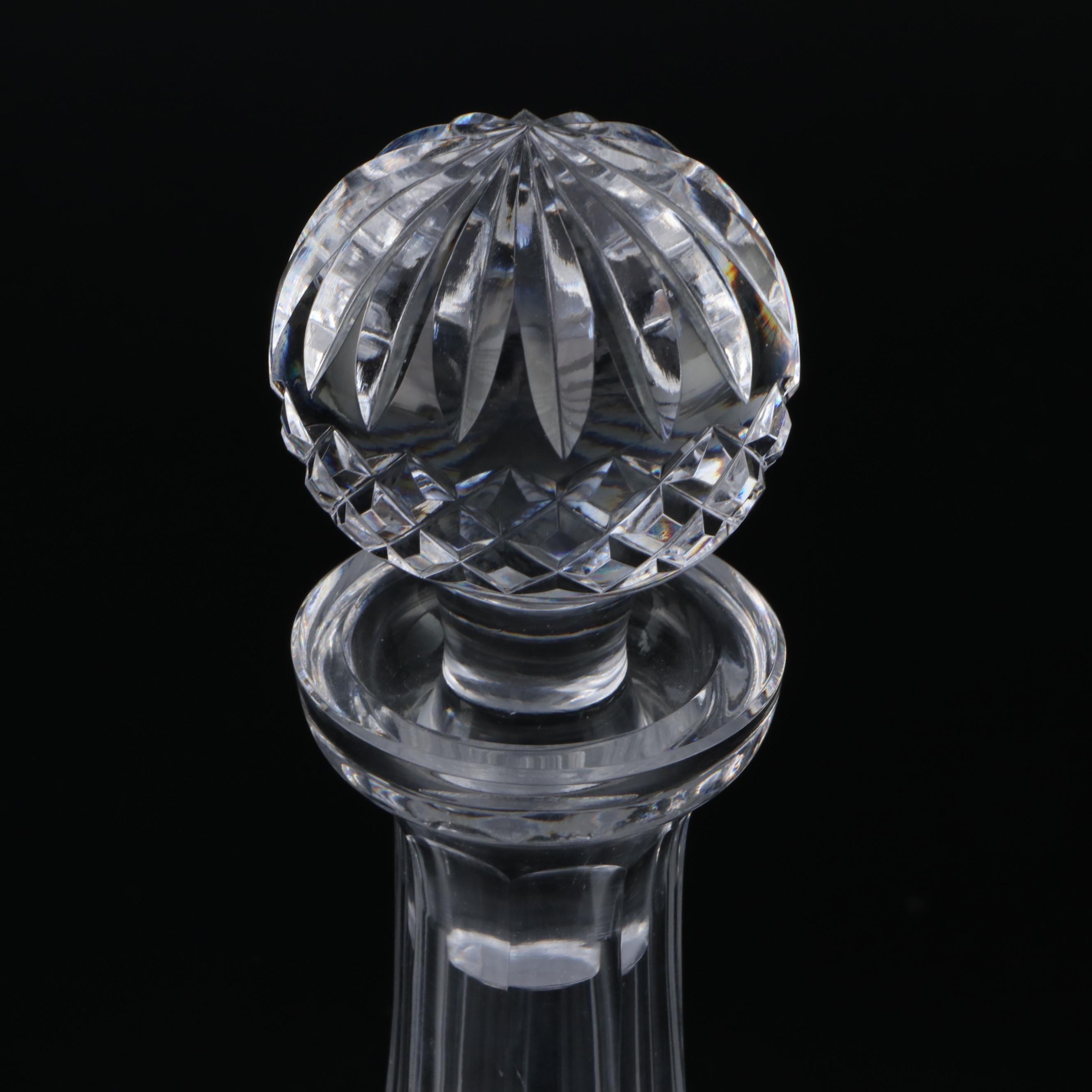 Waterford Crystal "Lismore" Ships Decanter and Brandy Glasses