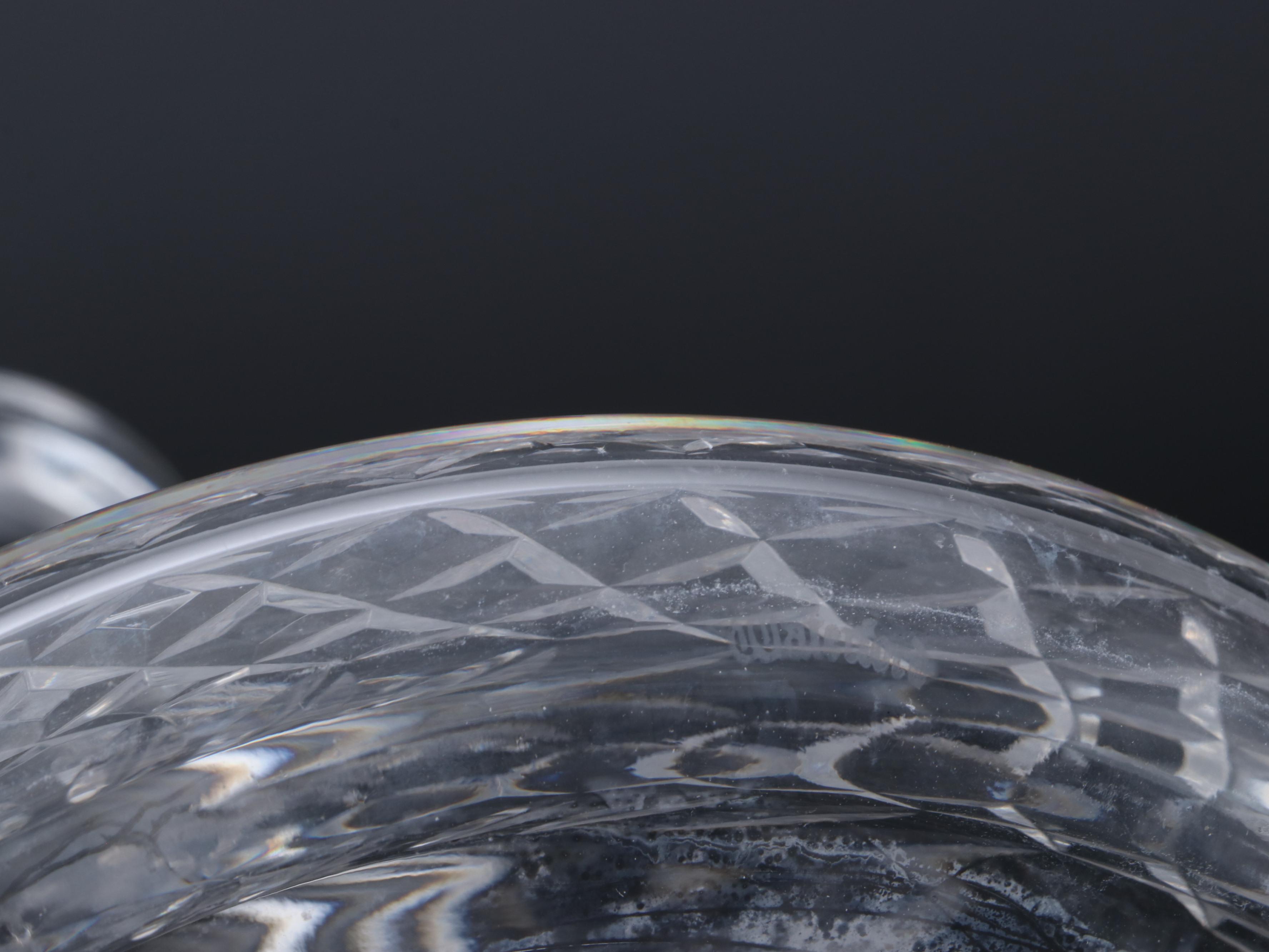 Waterford Crystal "Lismore" Ships Decanter and Brandy Glasses