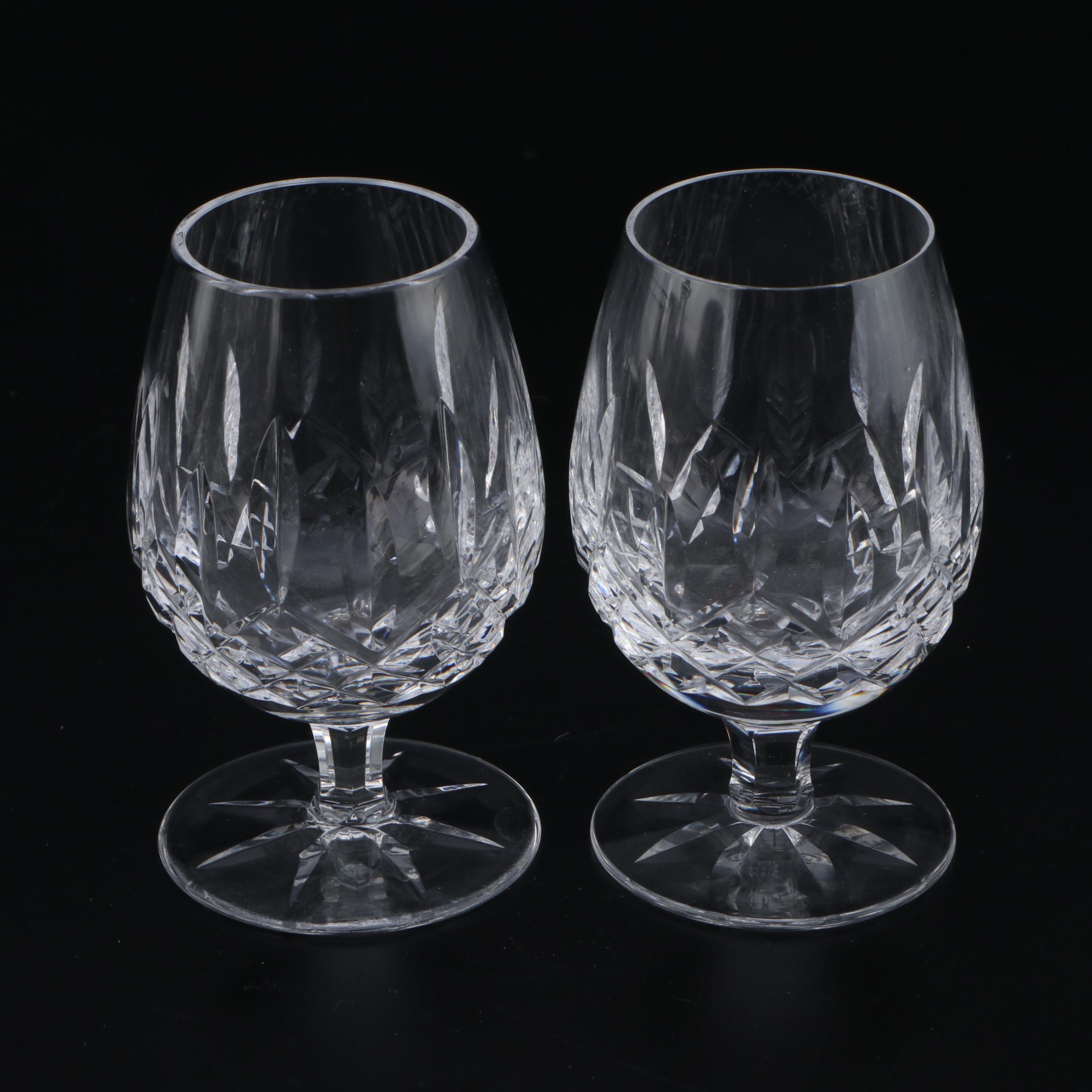 Waterford Crystal "Lismore" Ships Decanter and Brandy Glasses