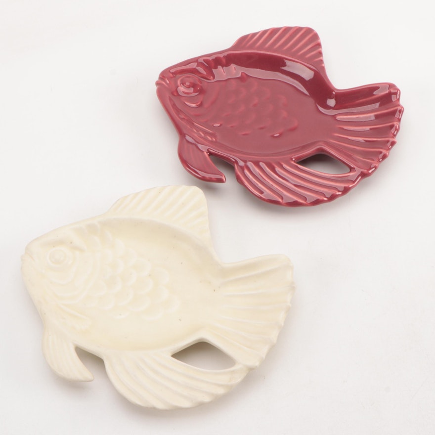 Rookwood Pottery Glazed Ceramic Fish Trays, Mid-20th Century