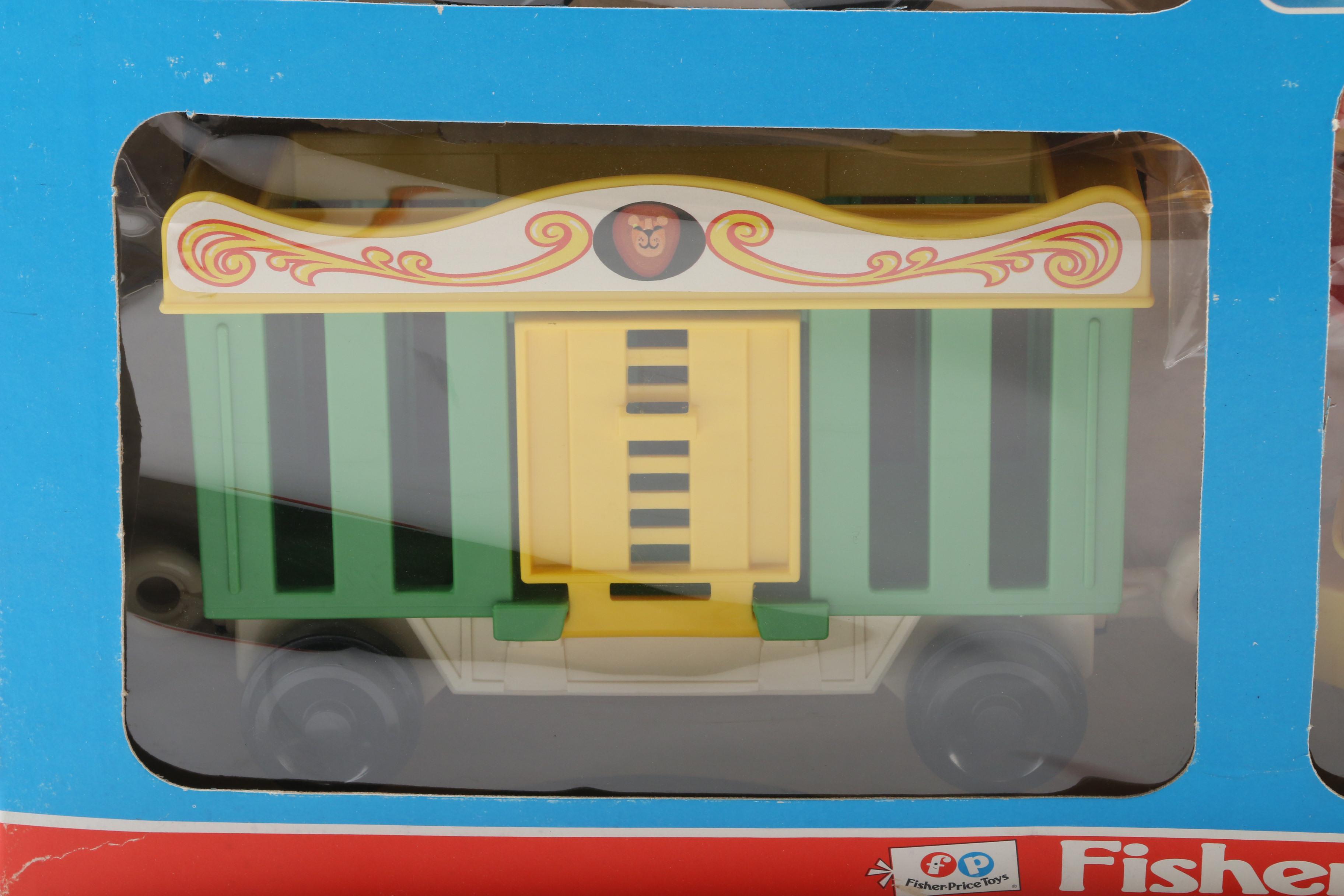 Fisher-Price "Play Family Circus Train," and "Sink Set" in Original Packaging