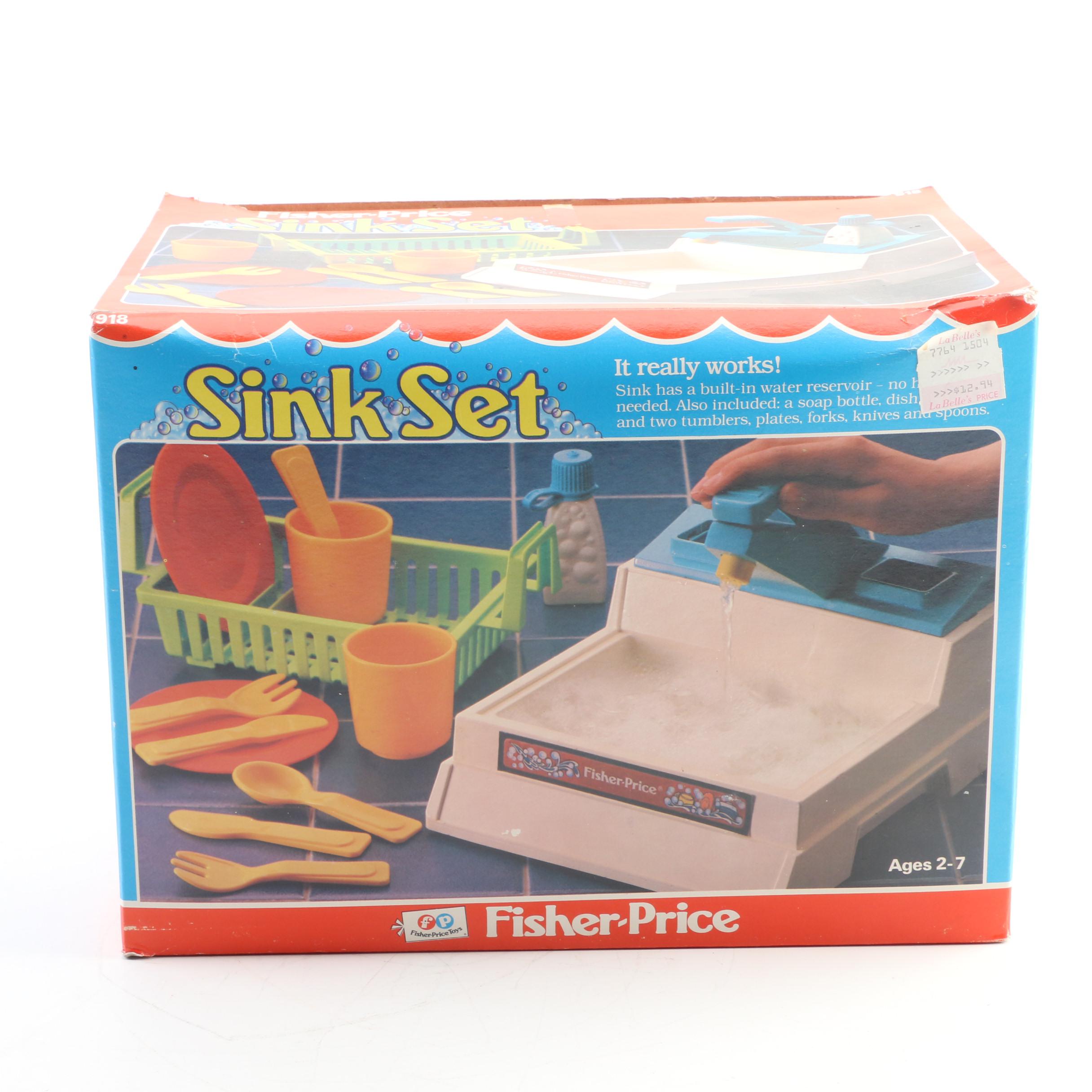 Fisher-Price "Play Family Circus Train," and "Sink Set" in Original Packaging