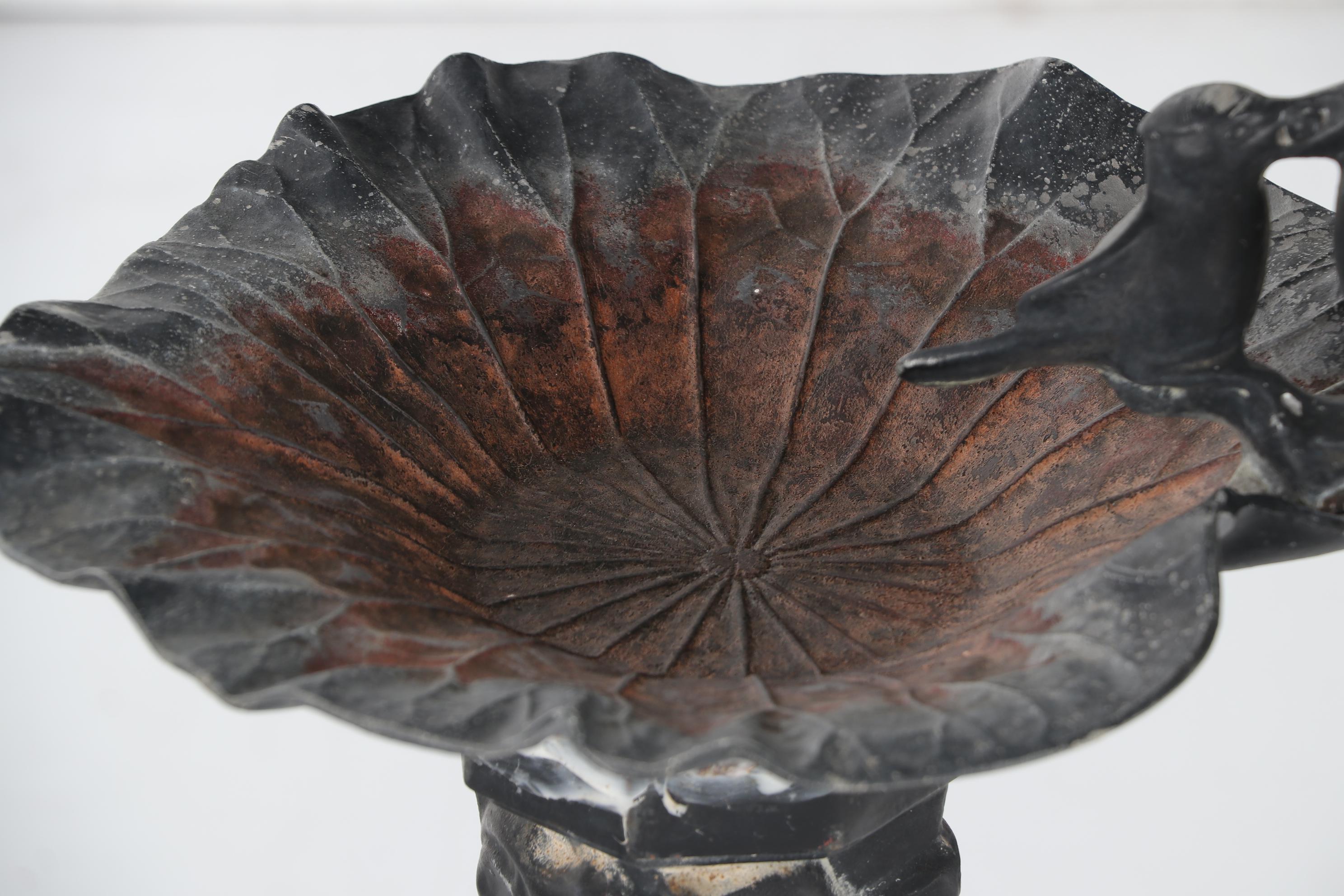 Virginia Metalcrafters Cast Metal Lotus Leaf  Birdbath