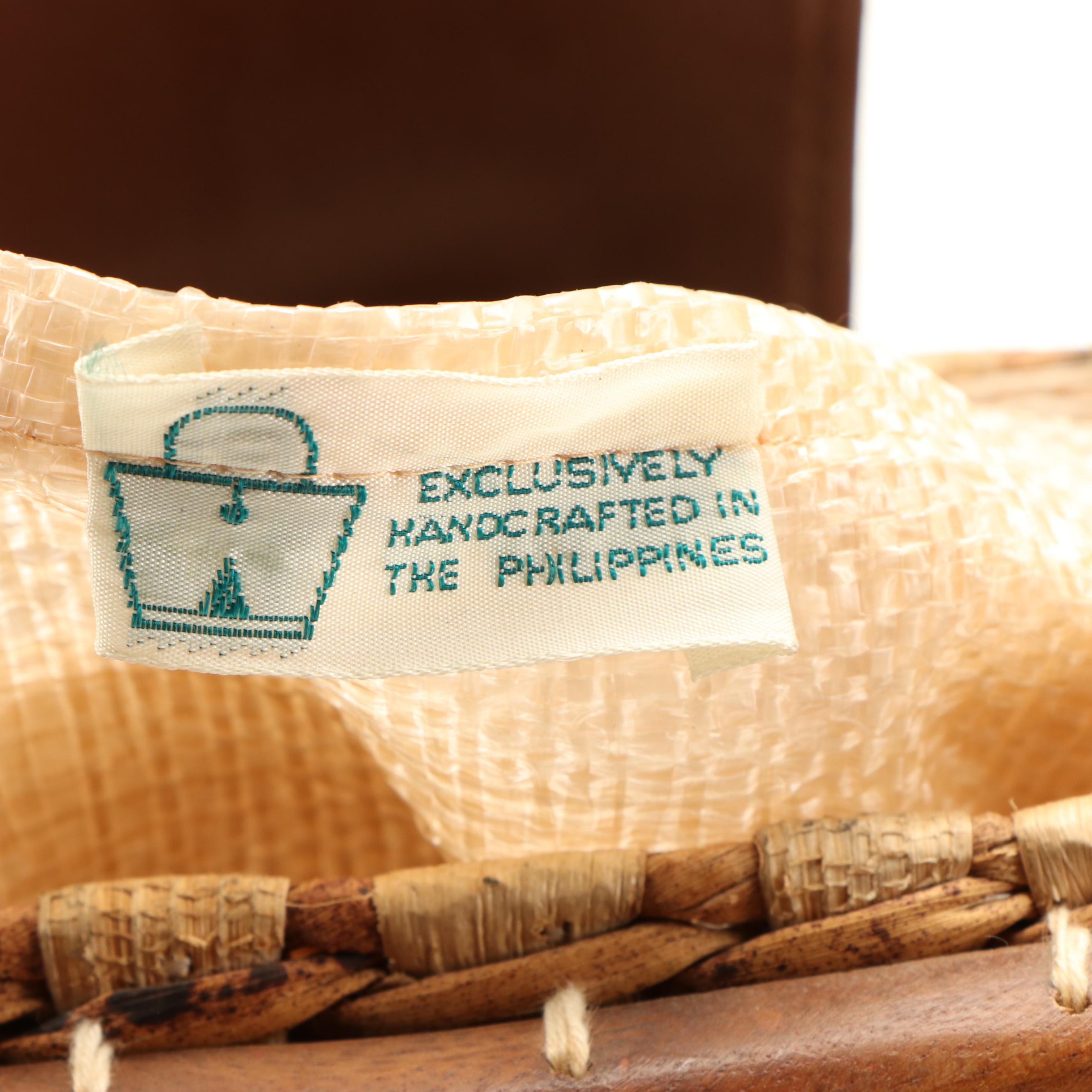 Whidby Bags Woven Reed and Seagrass Handbag with Dyed Raffia Floral Accents