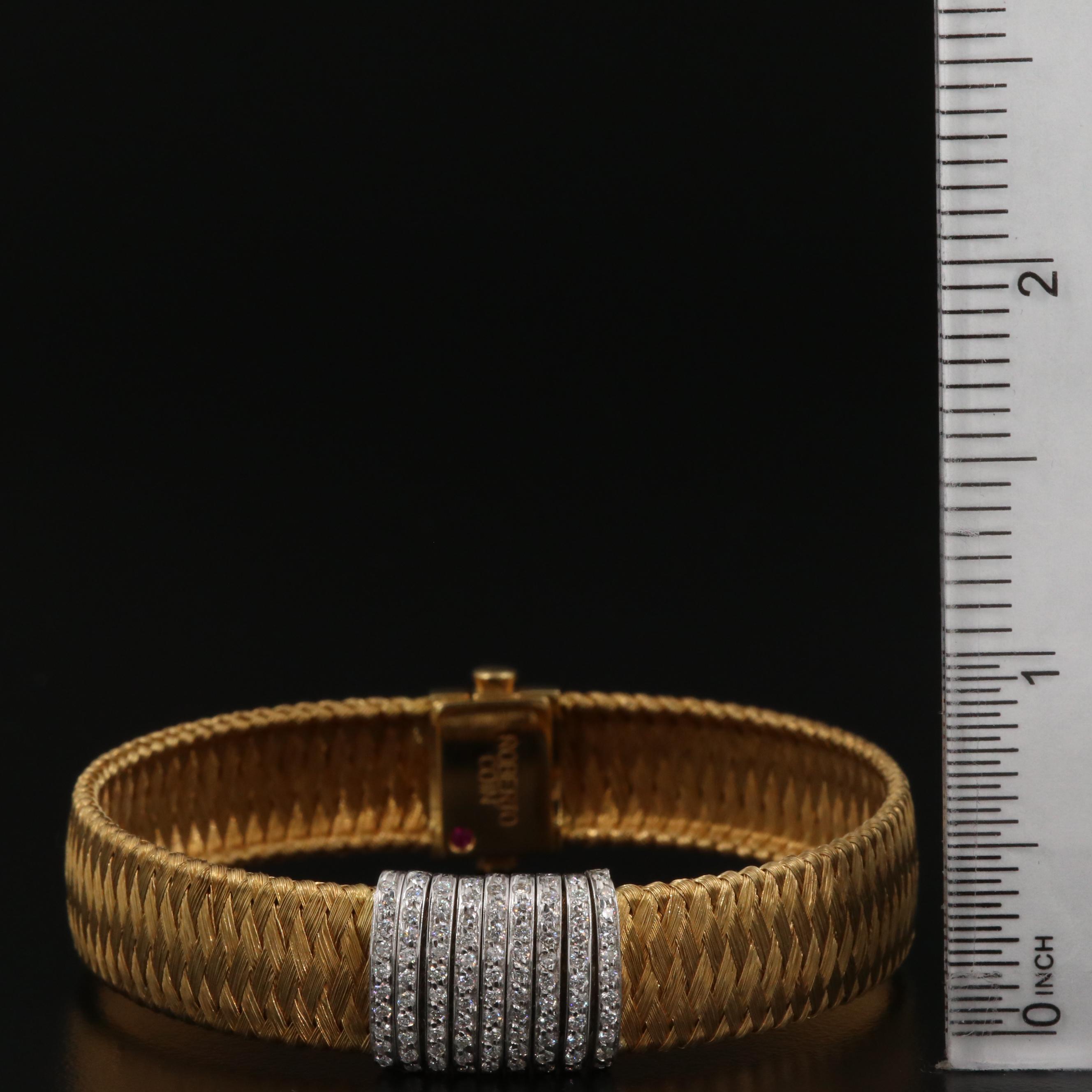 Roberto Coin "Silk Weave" 18K Bracelet with Diamond Accents