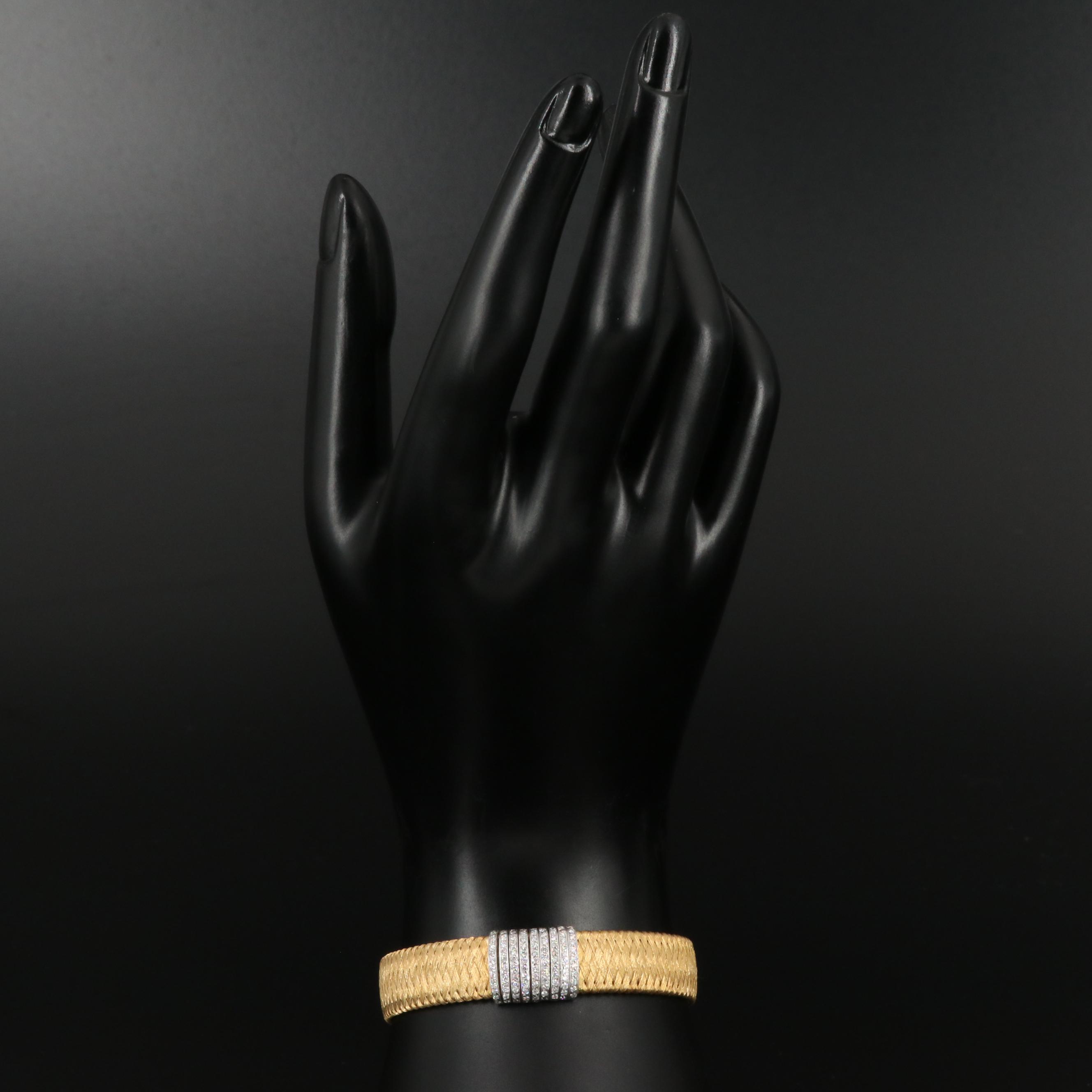 Roberto Coin "Silk Weave" 18K Bracelet with Diamond Accents