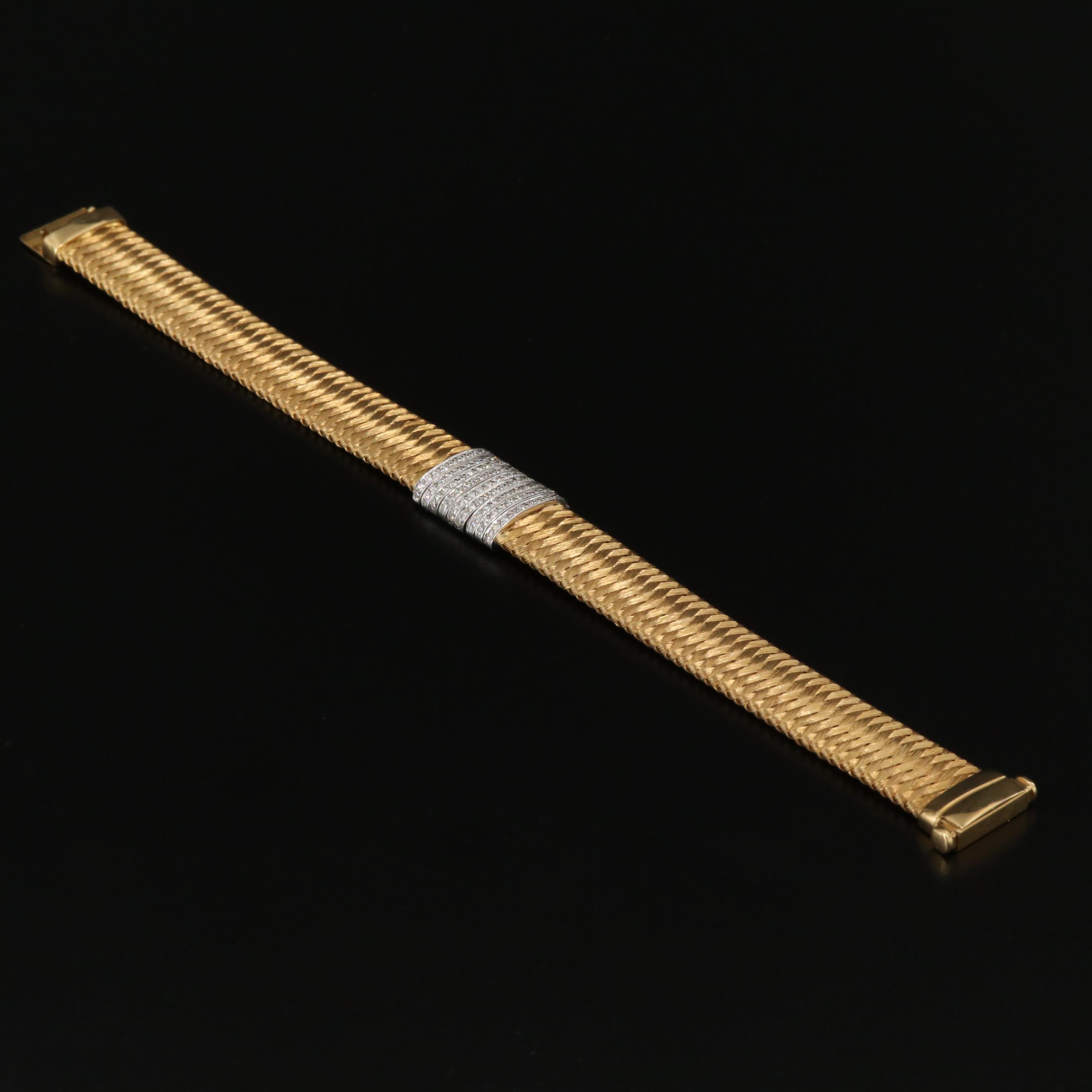 Roberto Coin "Silk Weave" 18K Bracelet with Diamond Accents