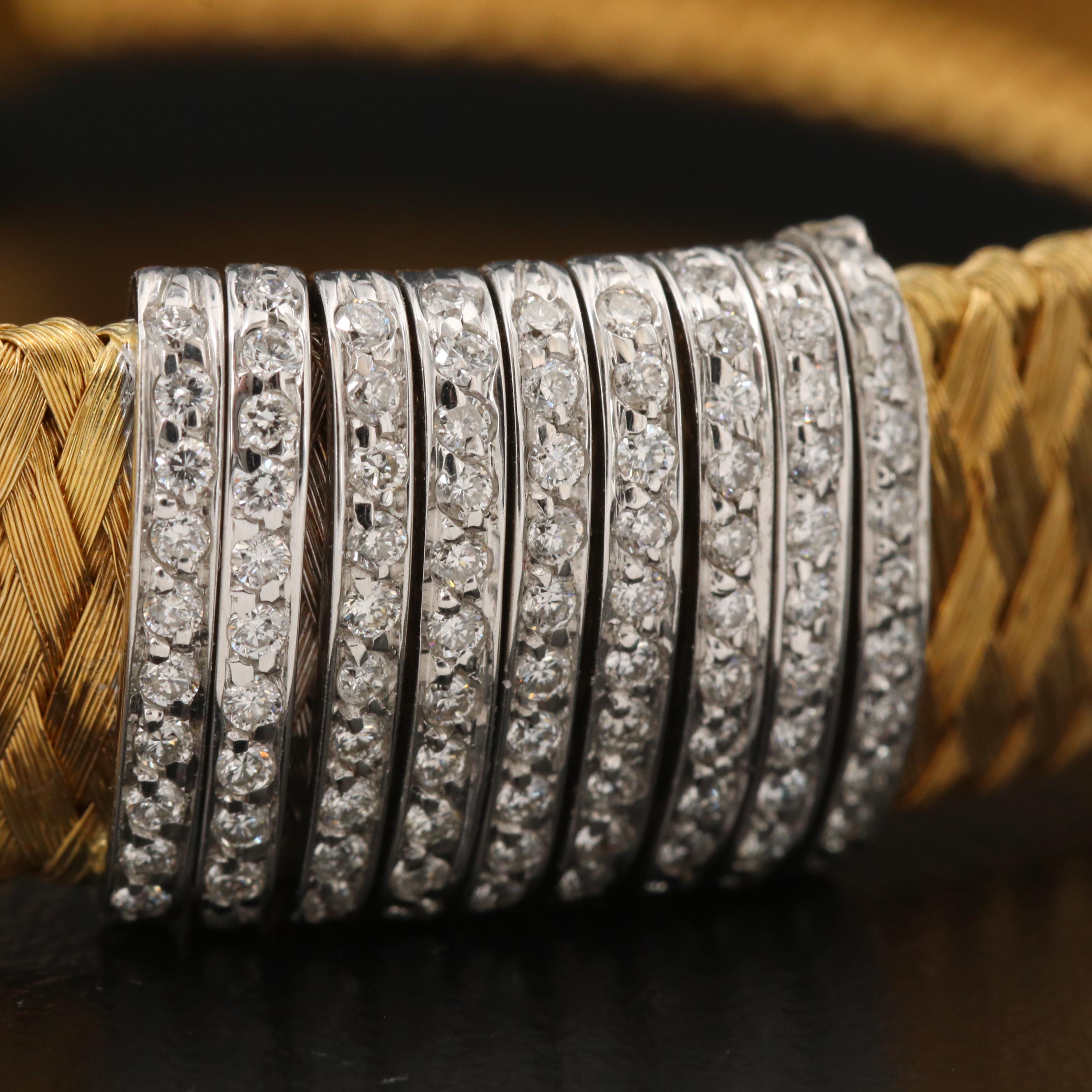 Roberto Coin "Silk Weave" 18K Bracelet with Diamond Accents