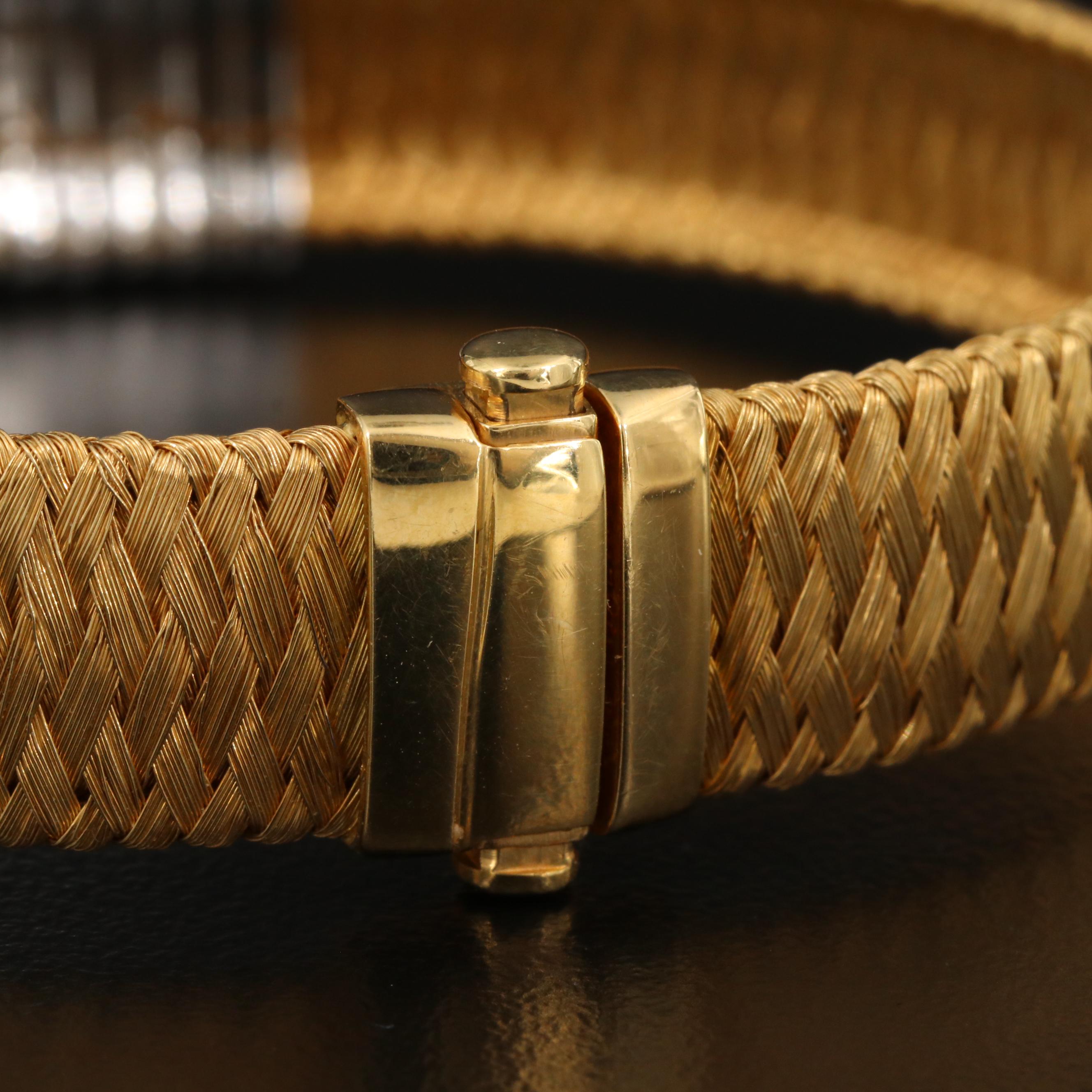 Roberto Coin "Silk Weave" 18K Bracelet with Diamond Accents