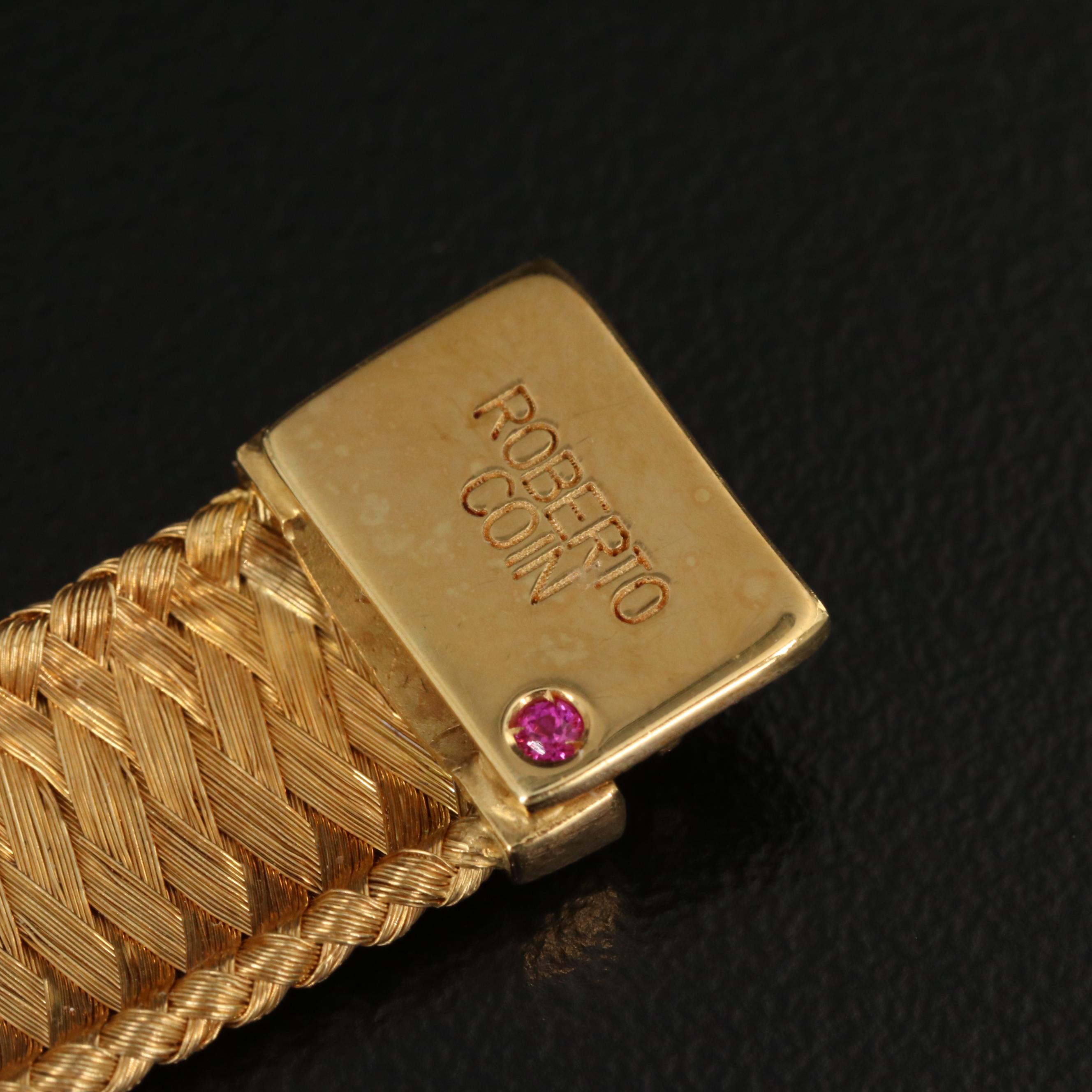 Roberto Coin "Silk Weave" 18K Bracelet with Diamond Accents