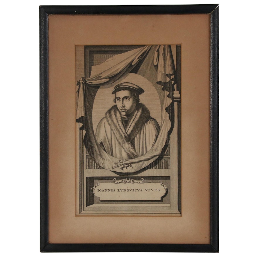 Portrait Engraving of "Johannes Ludovicus Vives", Late 18th/Early 19th Century