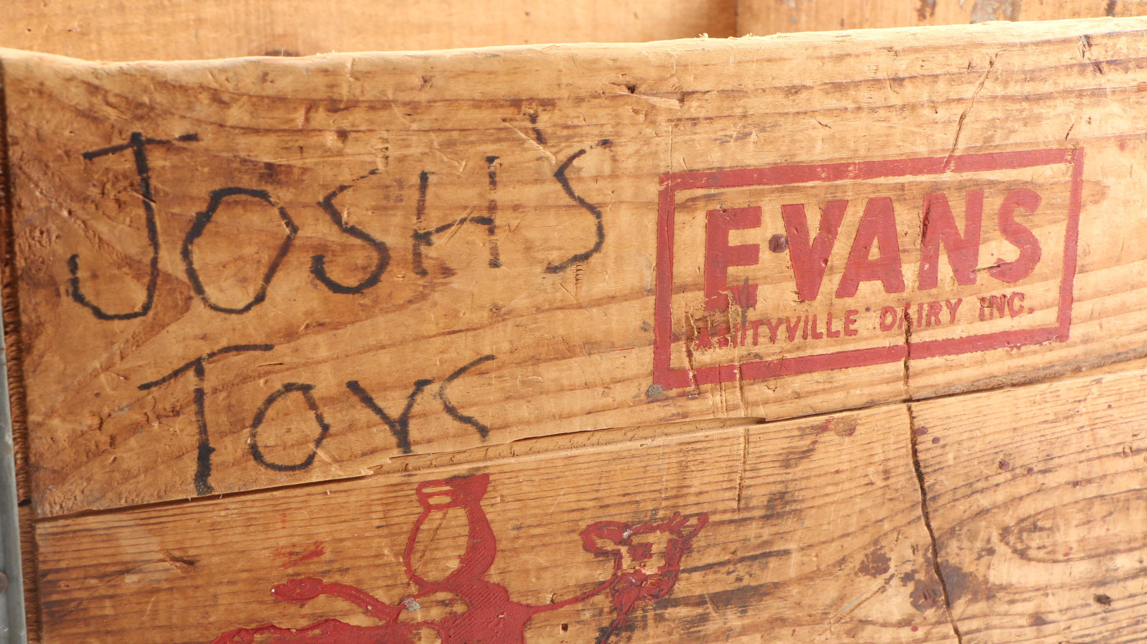 Remington Wooden Ammunition Boxes and Evans Dairy Crate