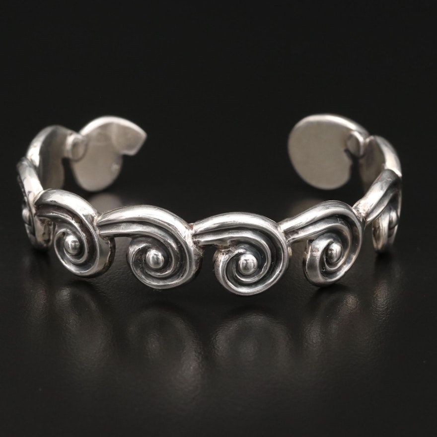 Los Castillo Sterling Silver Swirl Cuff