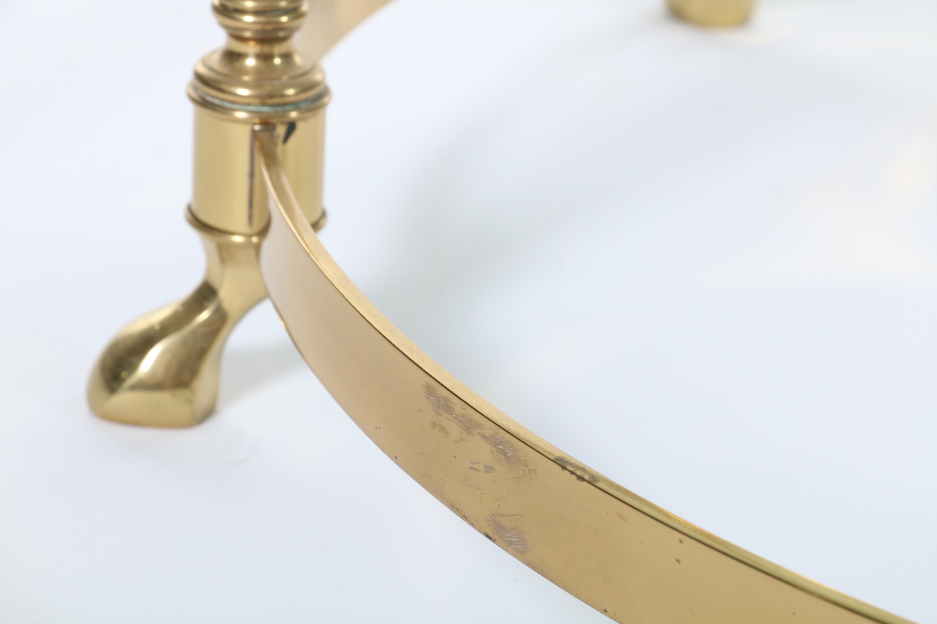 La Barge Style Brass and Glass Top Swan Motif Coffee Table, Late 20th Century