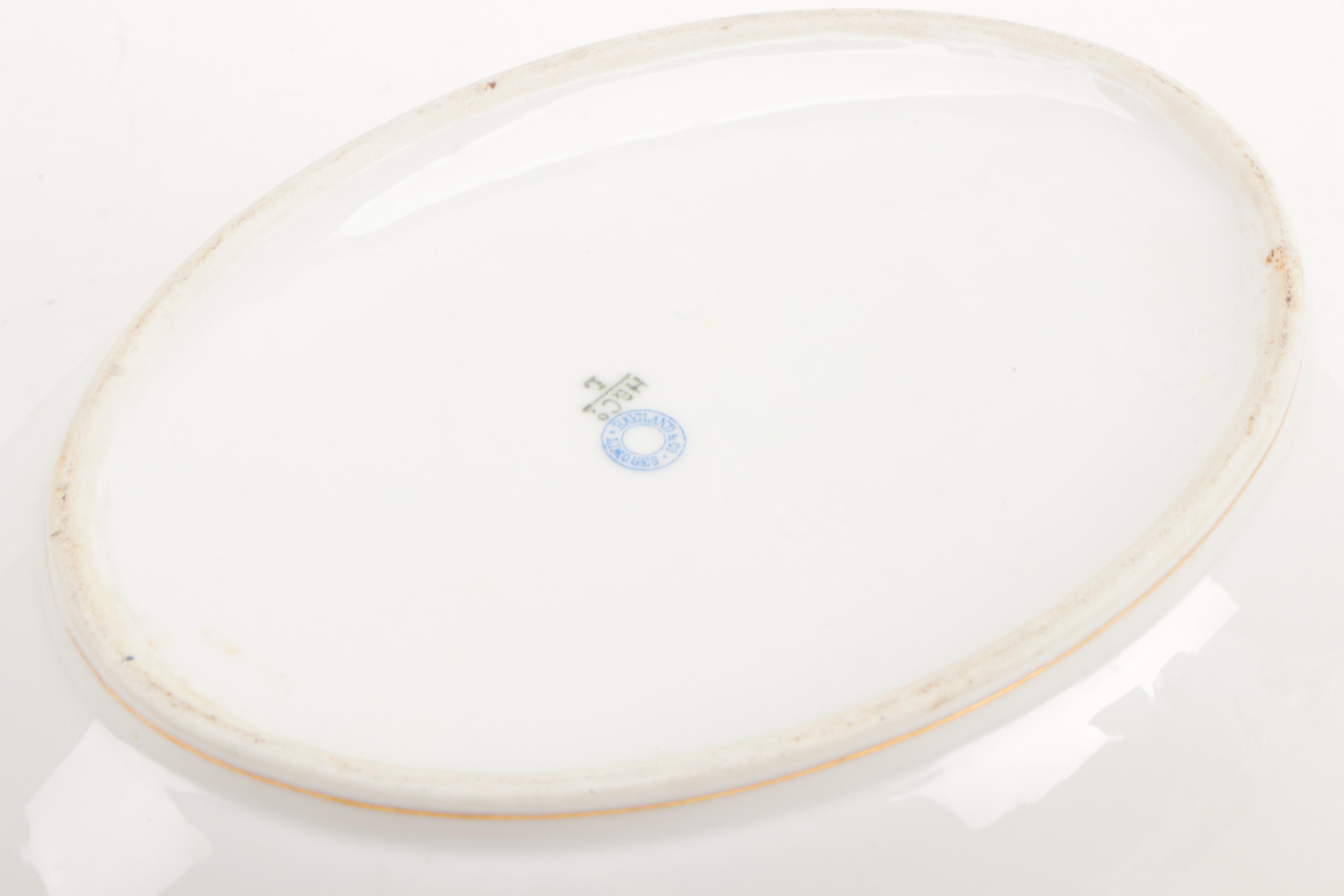 Limoges Gilt Porcelain Covered Dishes and Plates with Cleveland China  Platter