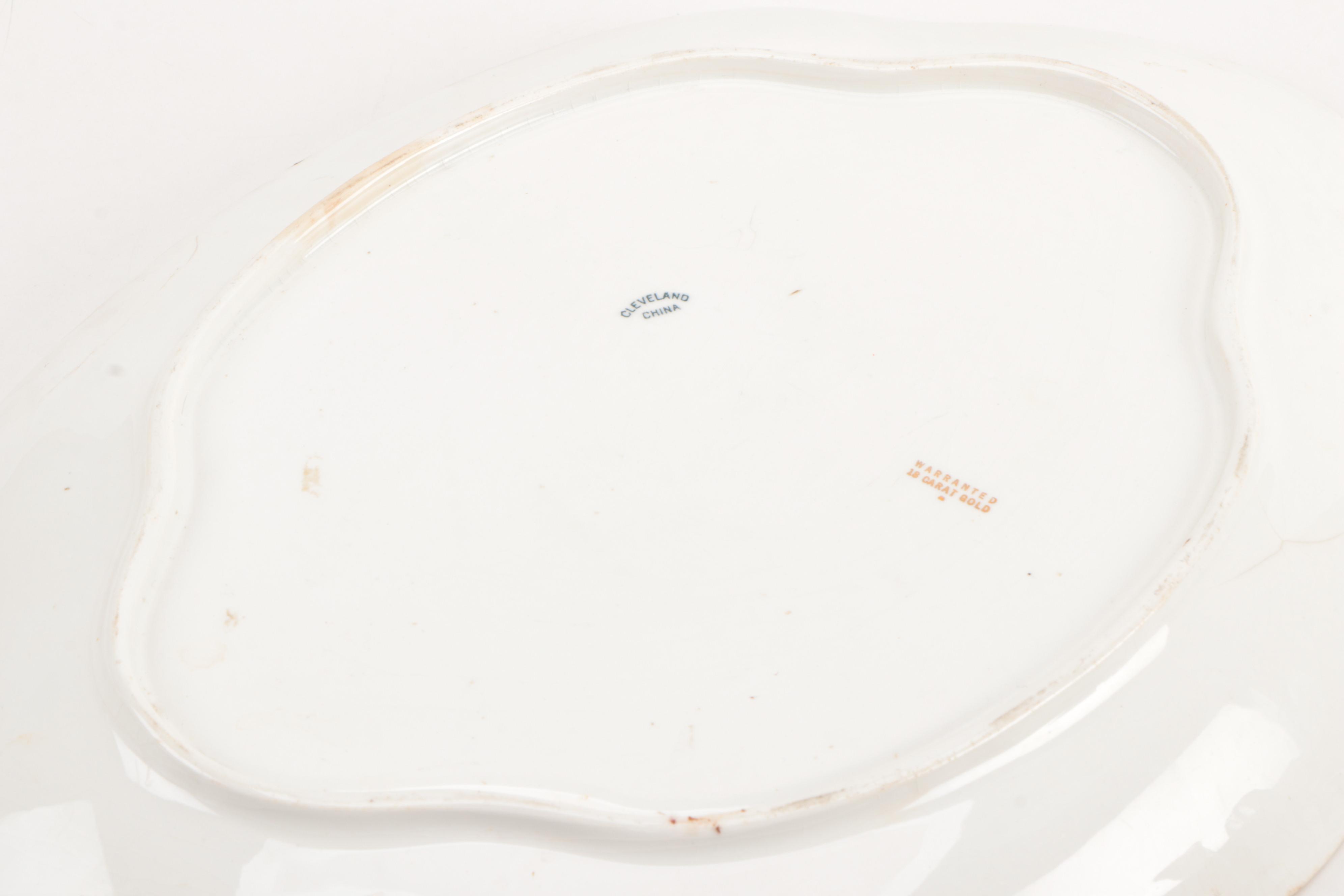 Limoges Gilt Porcelain Covered Dishes and Plates with Cleveland China  Platter