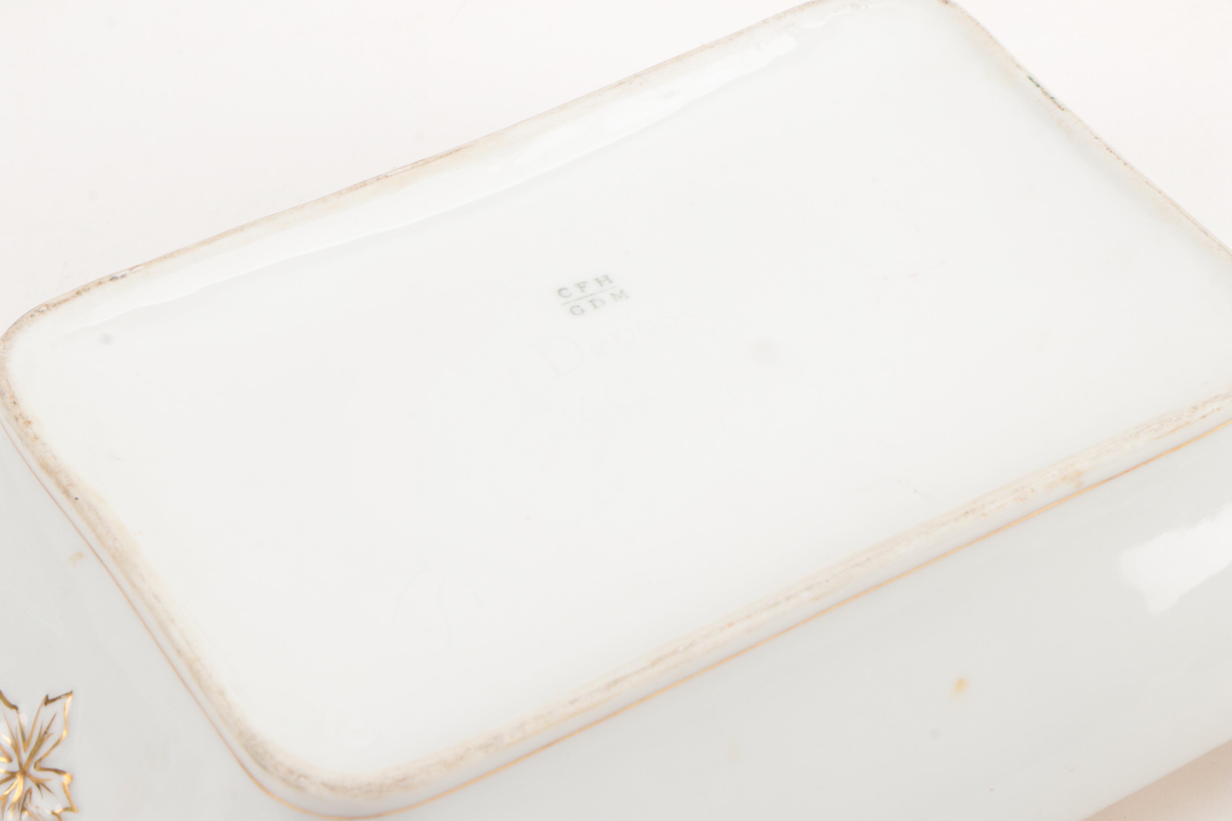 Limoges Gilt Porcelain Covered Dishes and Plates with Cleveland China  Platter