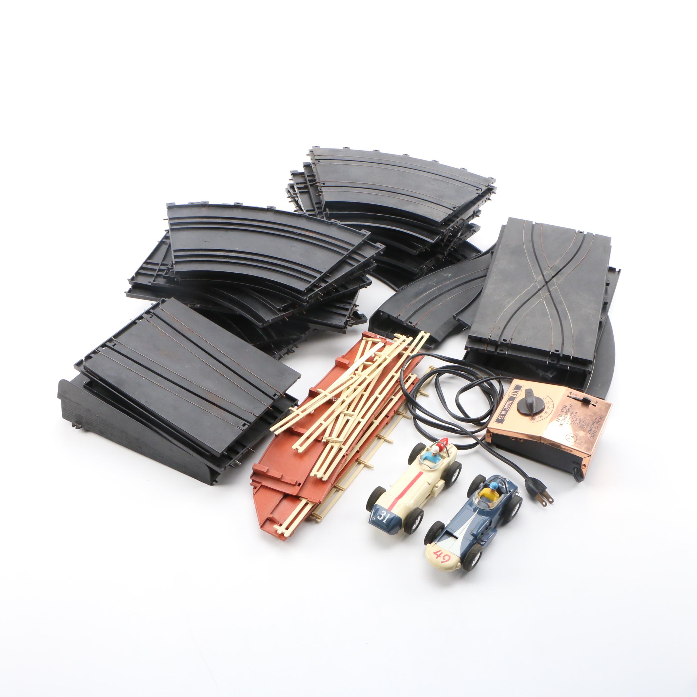 Marx Auto Racing Slot Cars with Track and Toy Transformer, 1960s