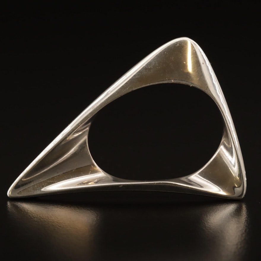 Danish Modernist Georg Jensen Sterling Silver Triangular Brooch