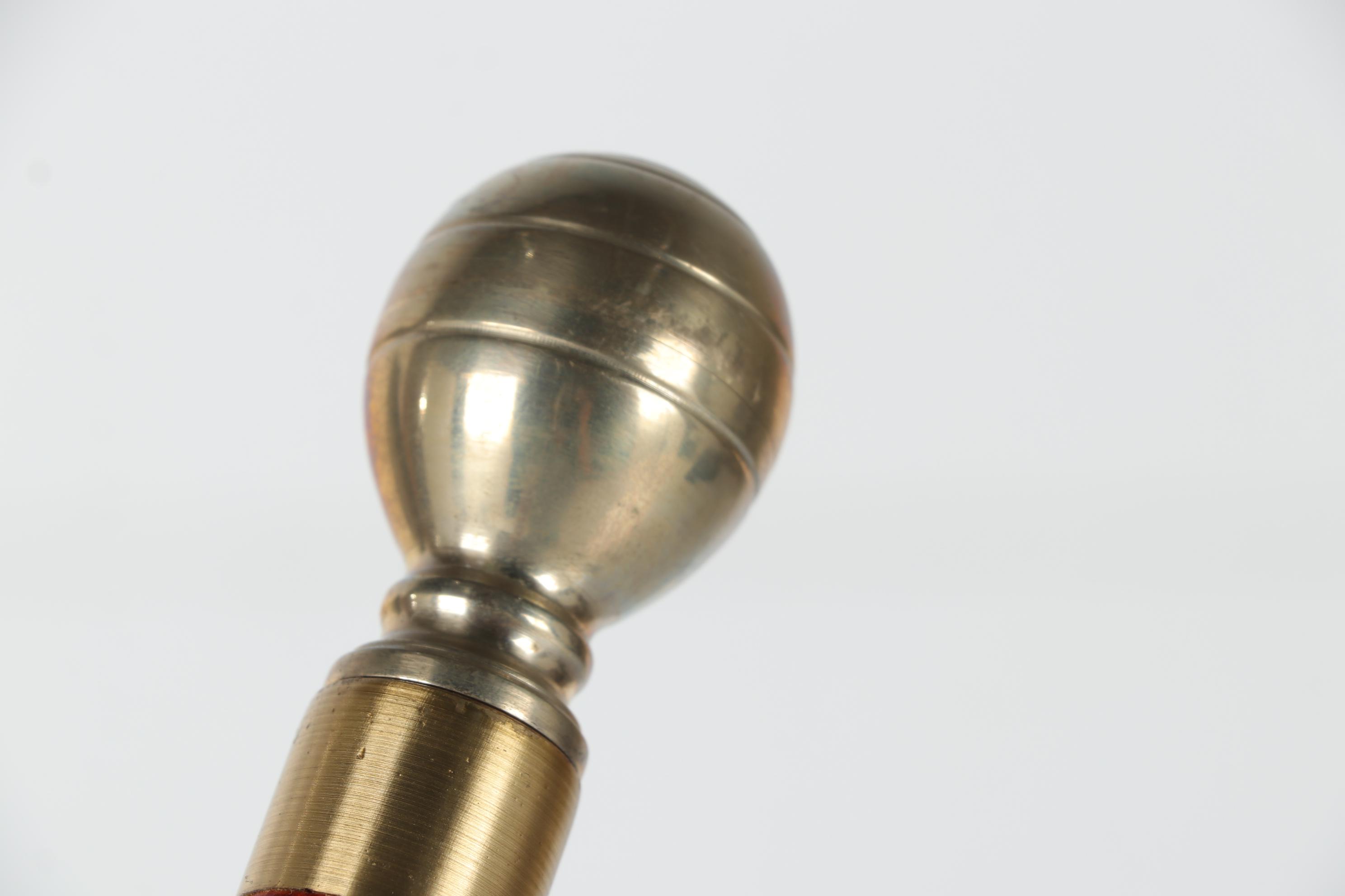 Brass Accented Wooden Walking Sticks with Knob Handles, Compass and Glass Tube