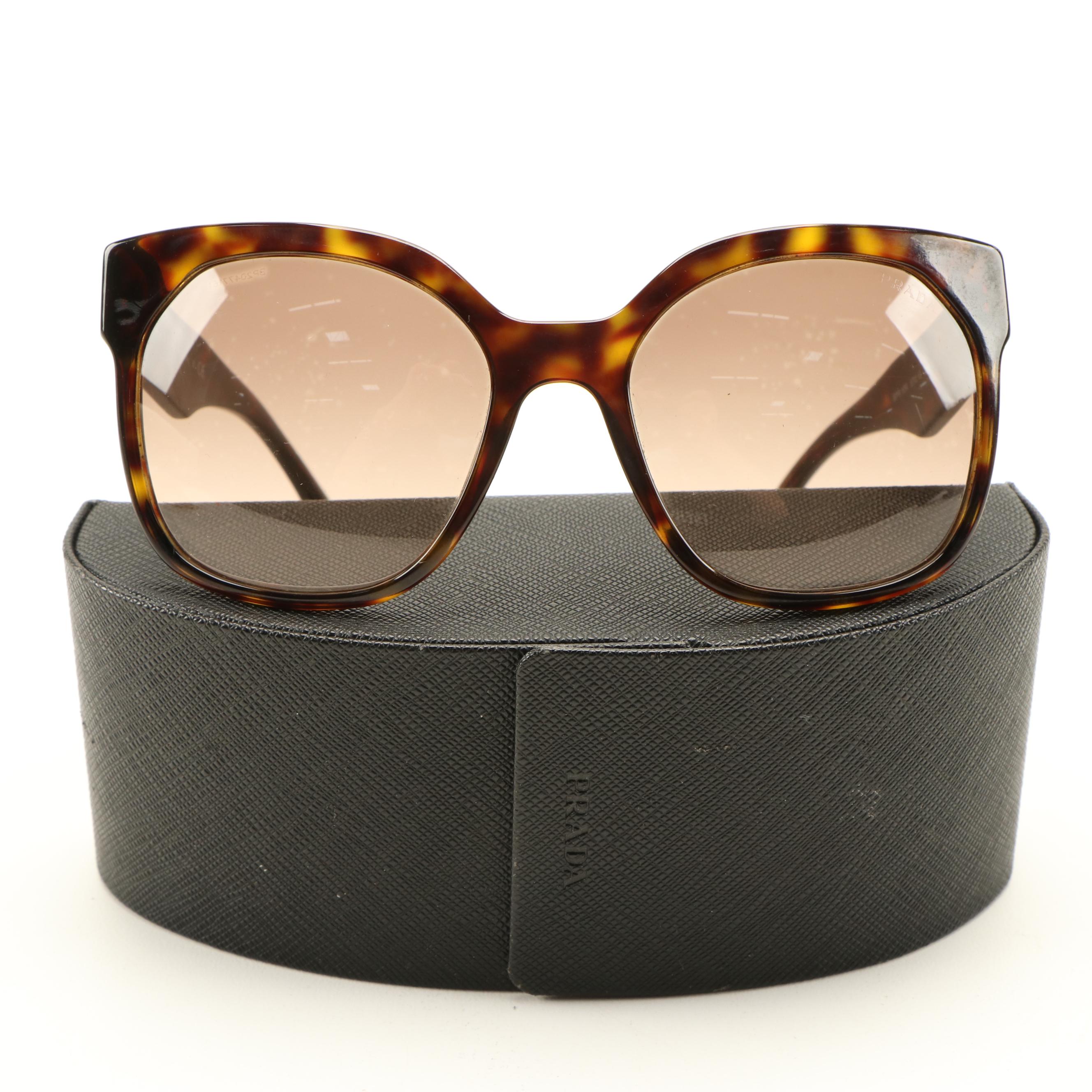Prada Modified Cat Eye Sunglasses in Tortoise Shell with Case
