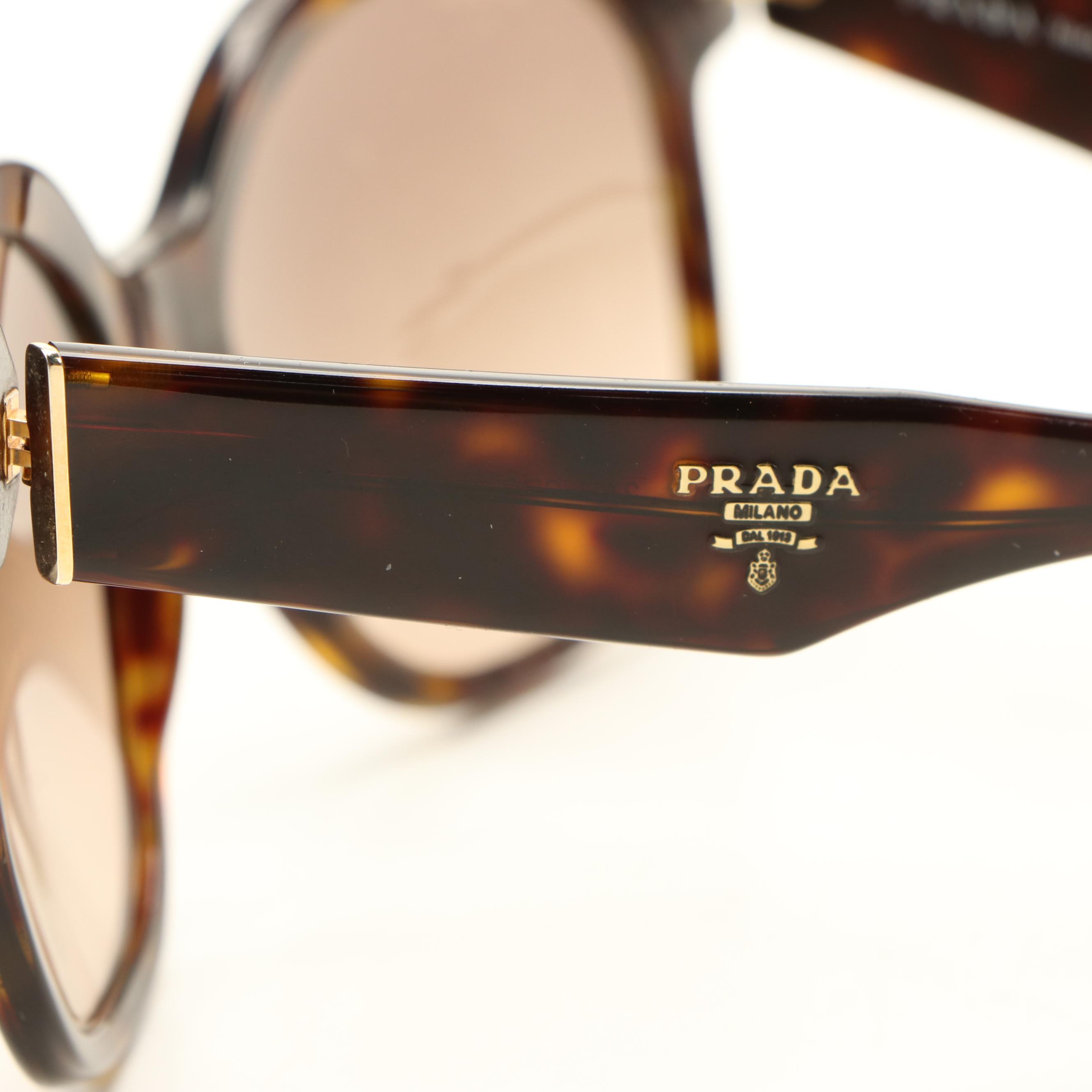 Prada Modified Cat Eye Sunglasses in Tortoise Shell with Case