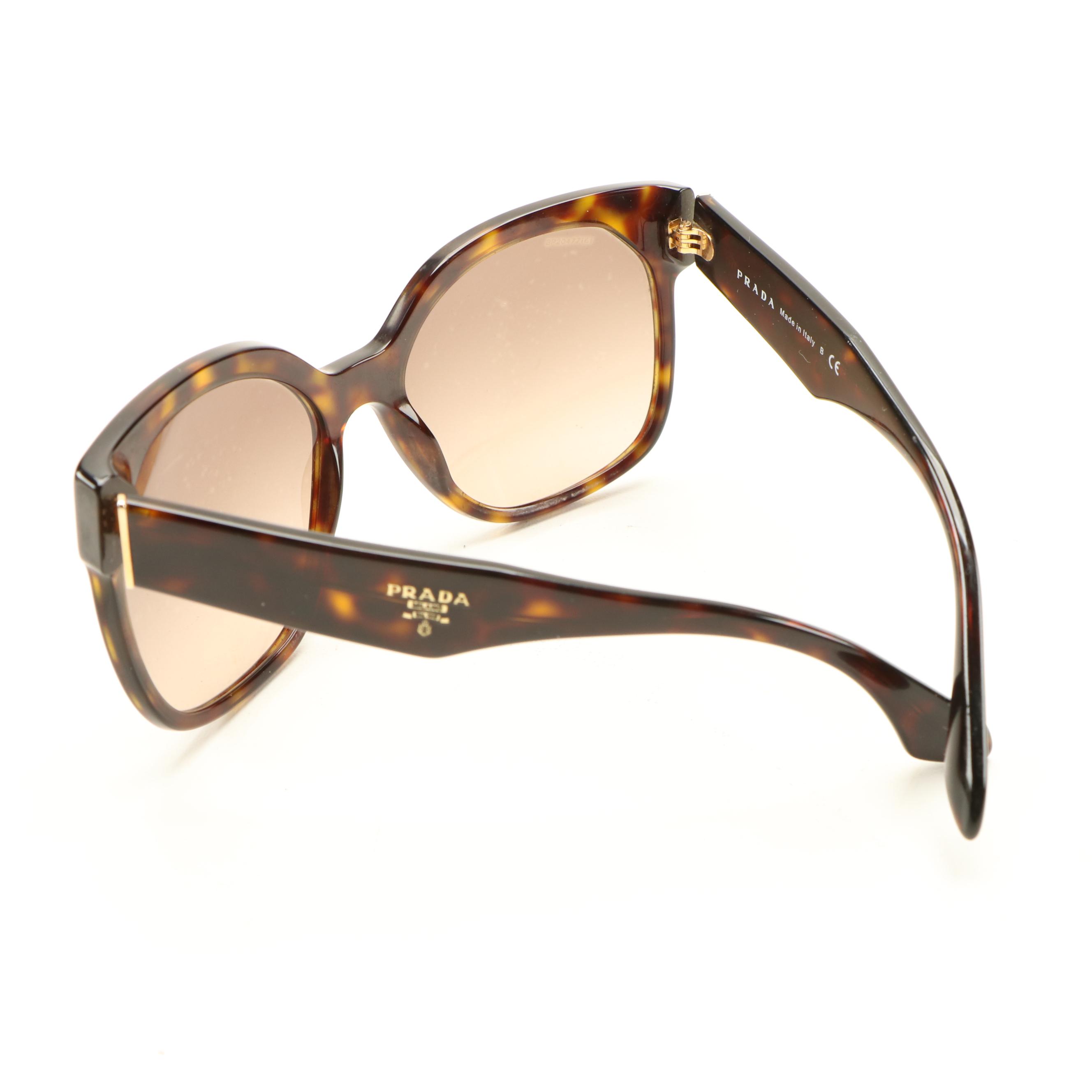Prada Modified Cat Eye Sunglasses in Tortoise Shell with Case