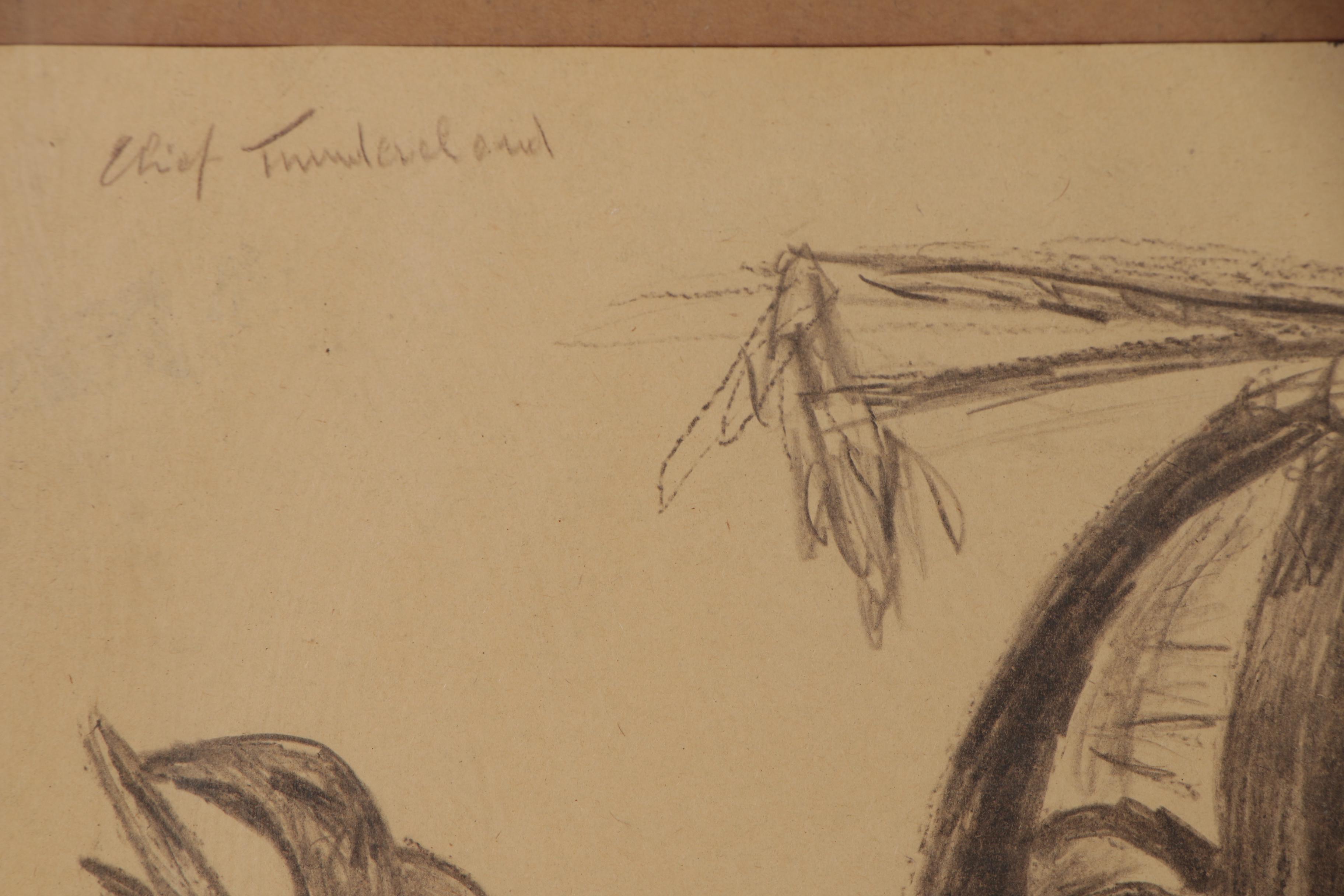 Black Pencil Drawing After Paul Kane "Cree Chief 'Man Who Gives the War-Whoop' "