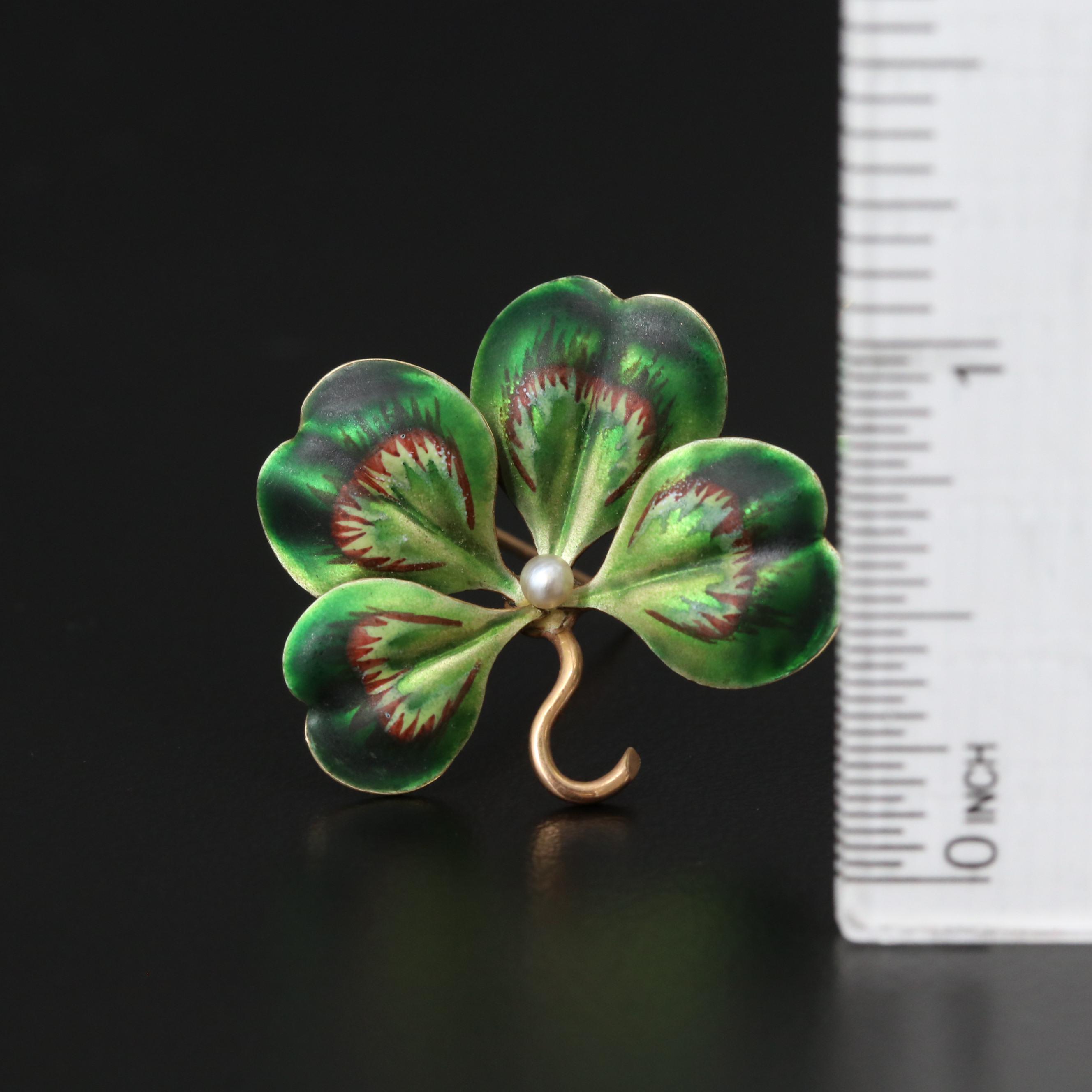 Antique A.J. Hedges & Company 14K Four-Leaf Clover Brooch