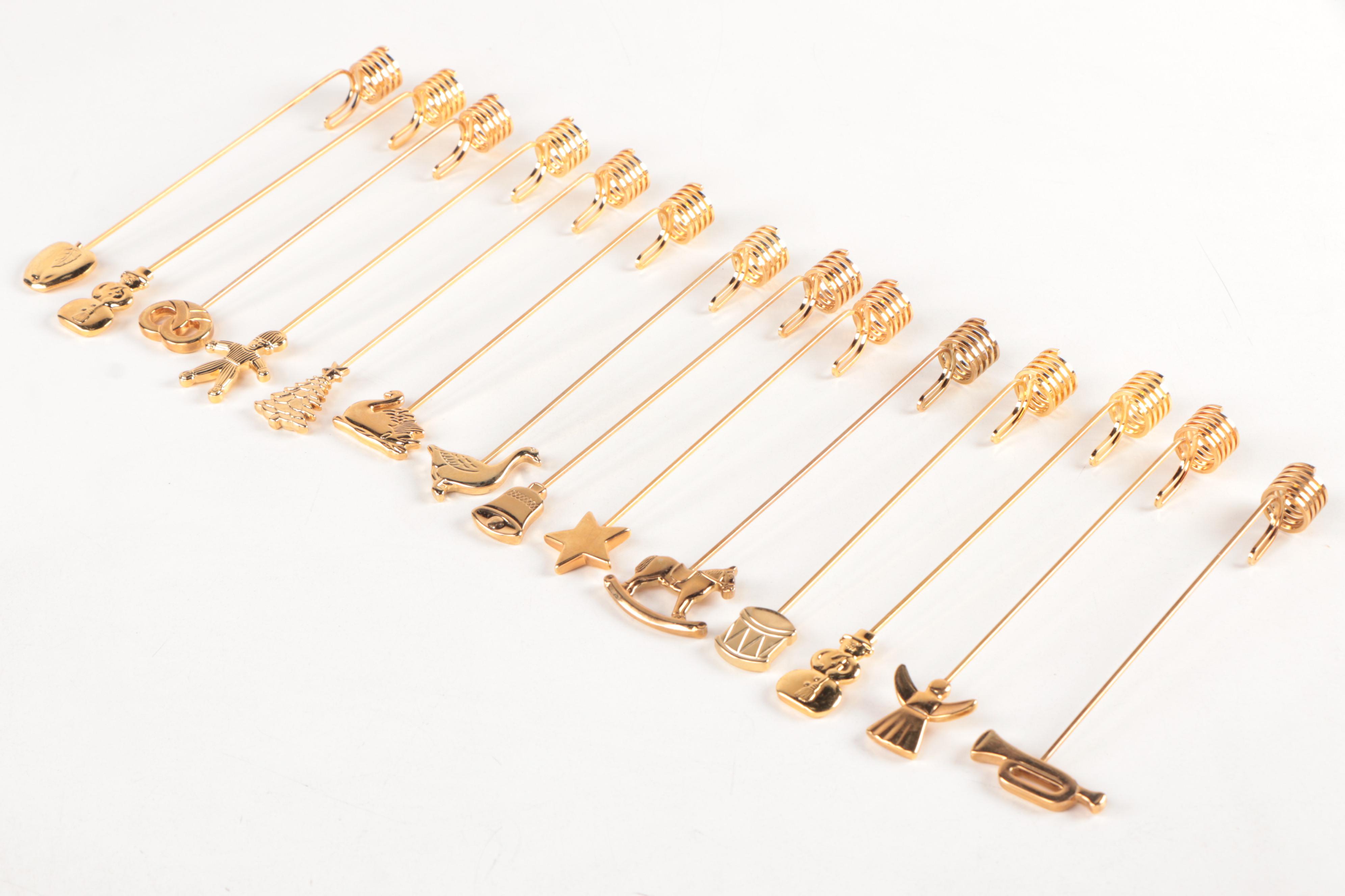 Georg Jensen Gold Plate Christmas Tree Candle Holders