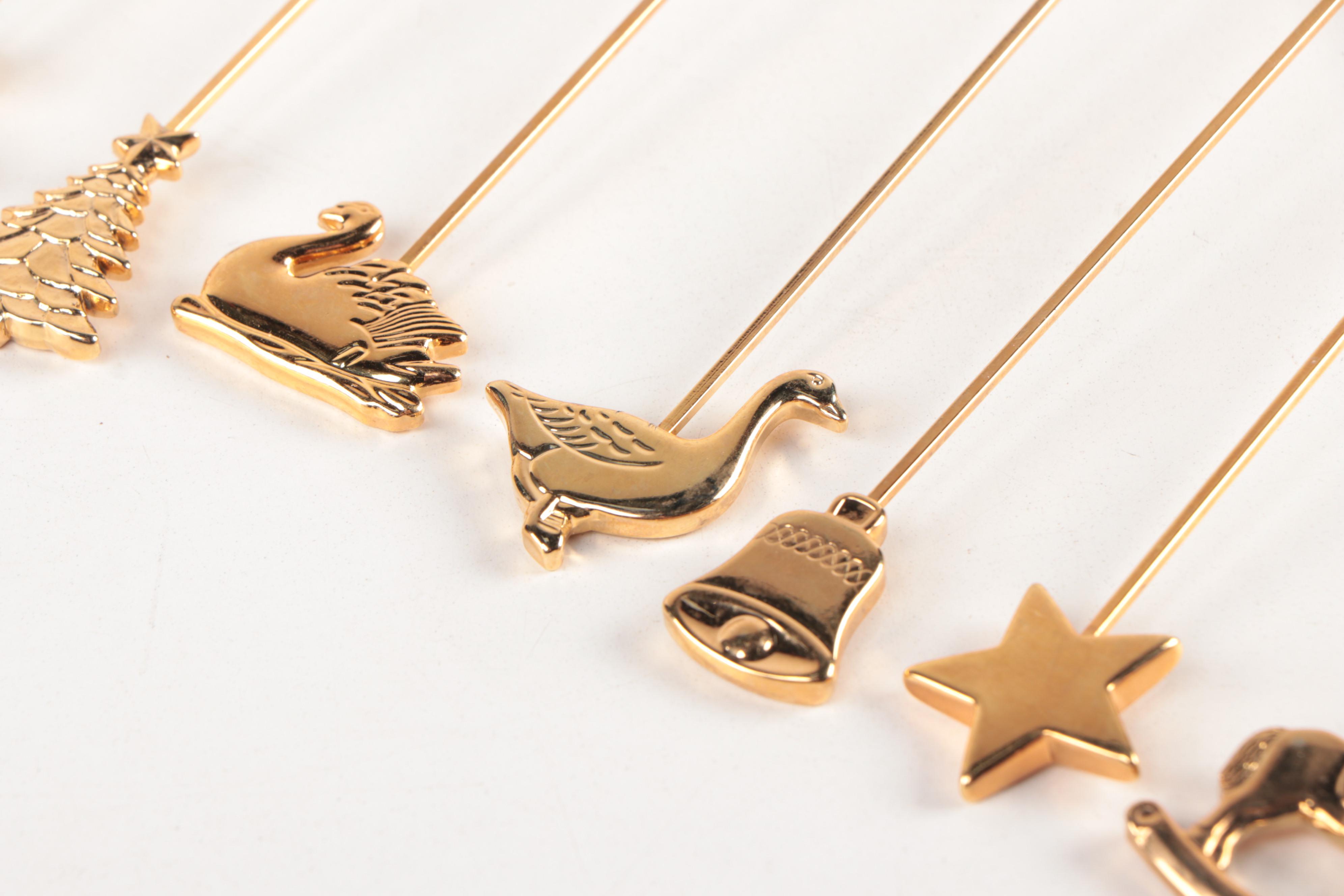 Georg Jensen Gold Plate Christmas Tree Candle Holders