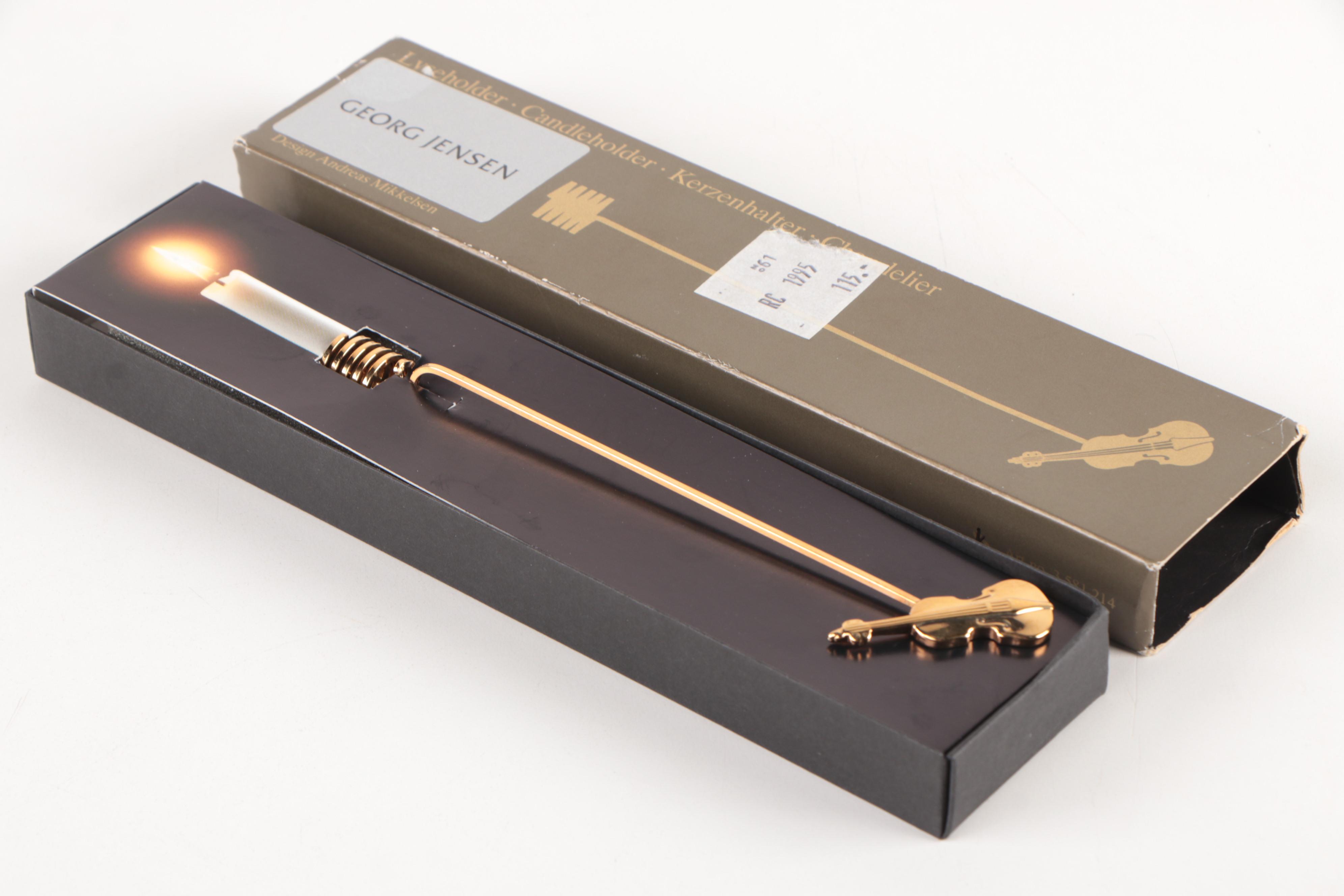 Georg Jensen Gold Plate Christmas Tree Candle Holders