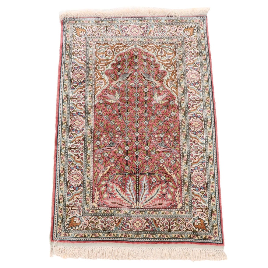 2'6 x 3'6 Hand-Knotted Kayseri Silk Prayer Rug