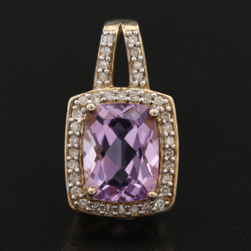 Sterling Amethyst and Diamond Pendant