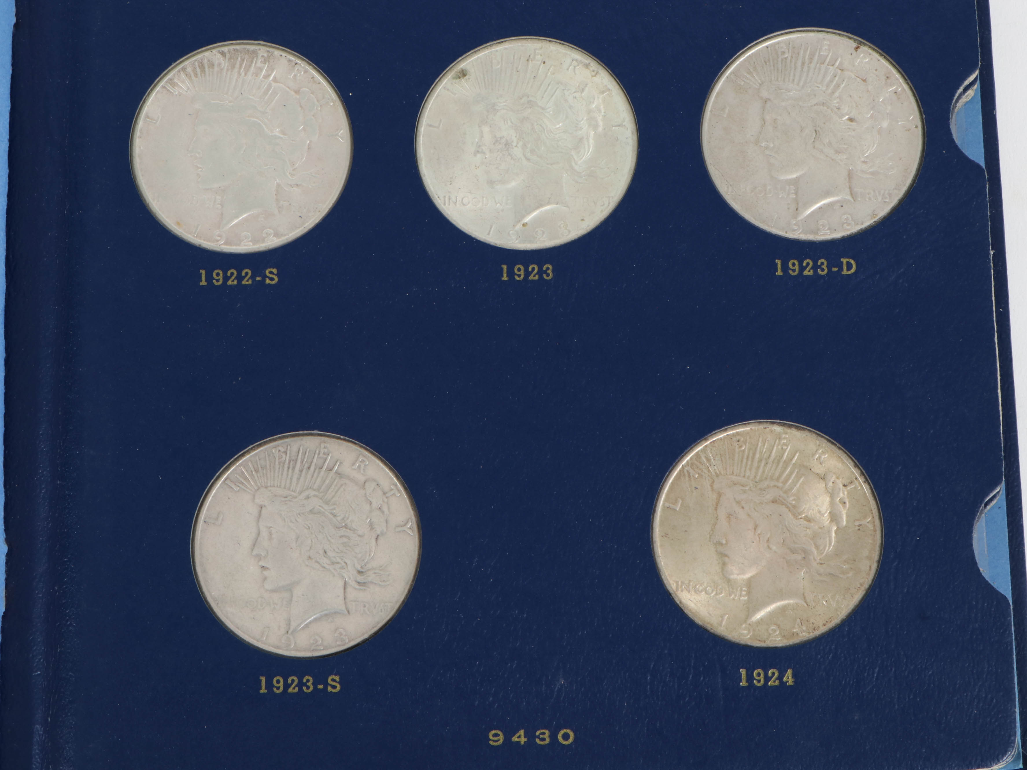 Complete Peace Silver Dollar Collection in Whitman Album, 1921–1935